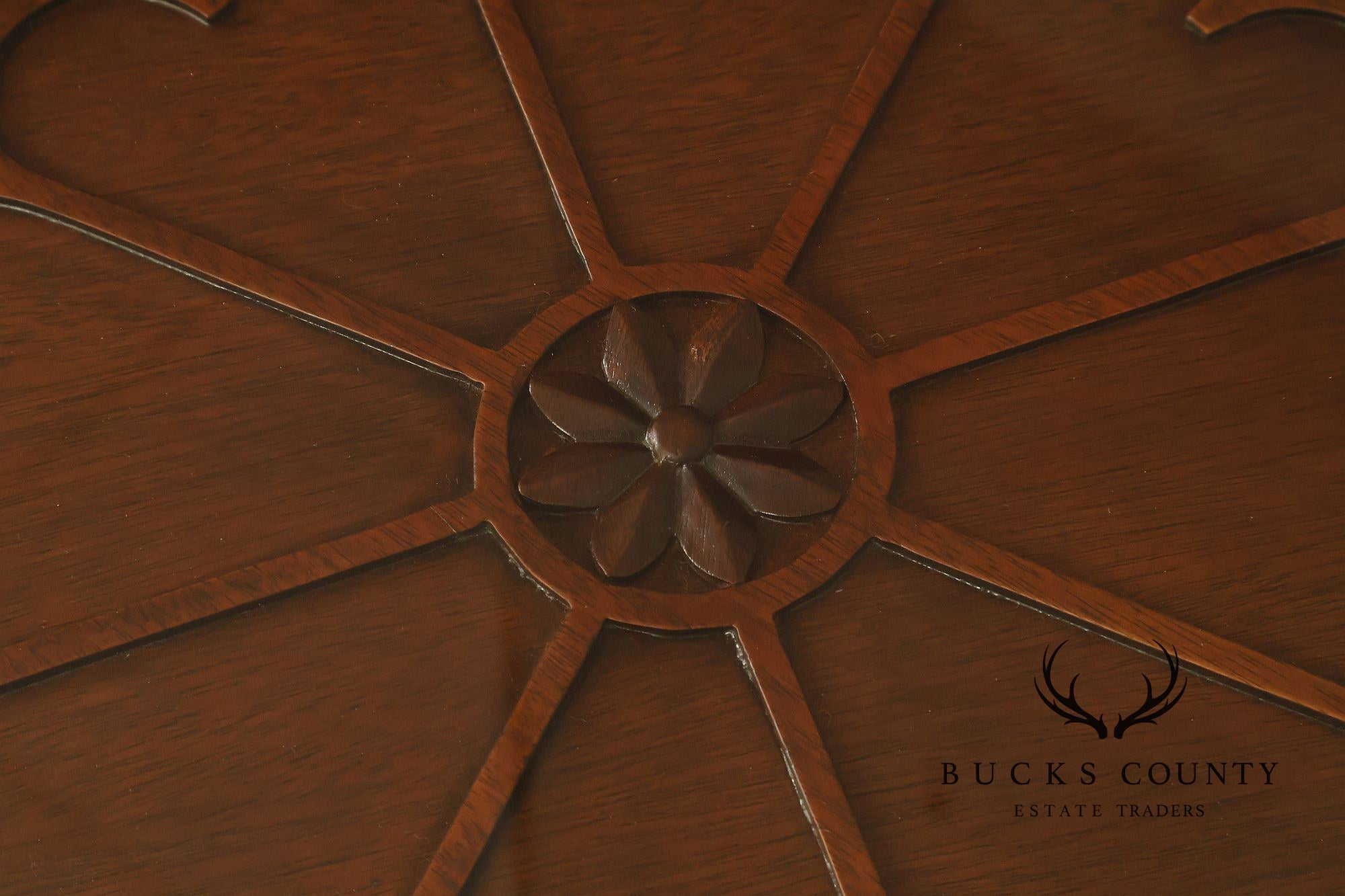 Lexington Furniture Round Glass Top Carved Mahogany Pedestal Table with Center Medallion