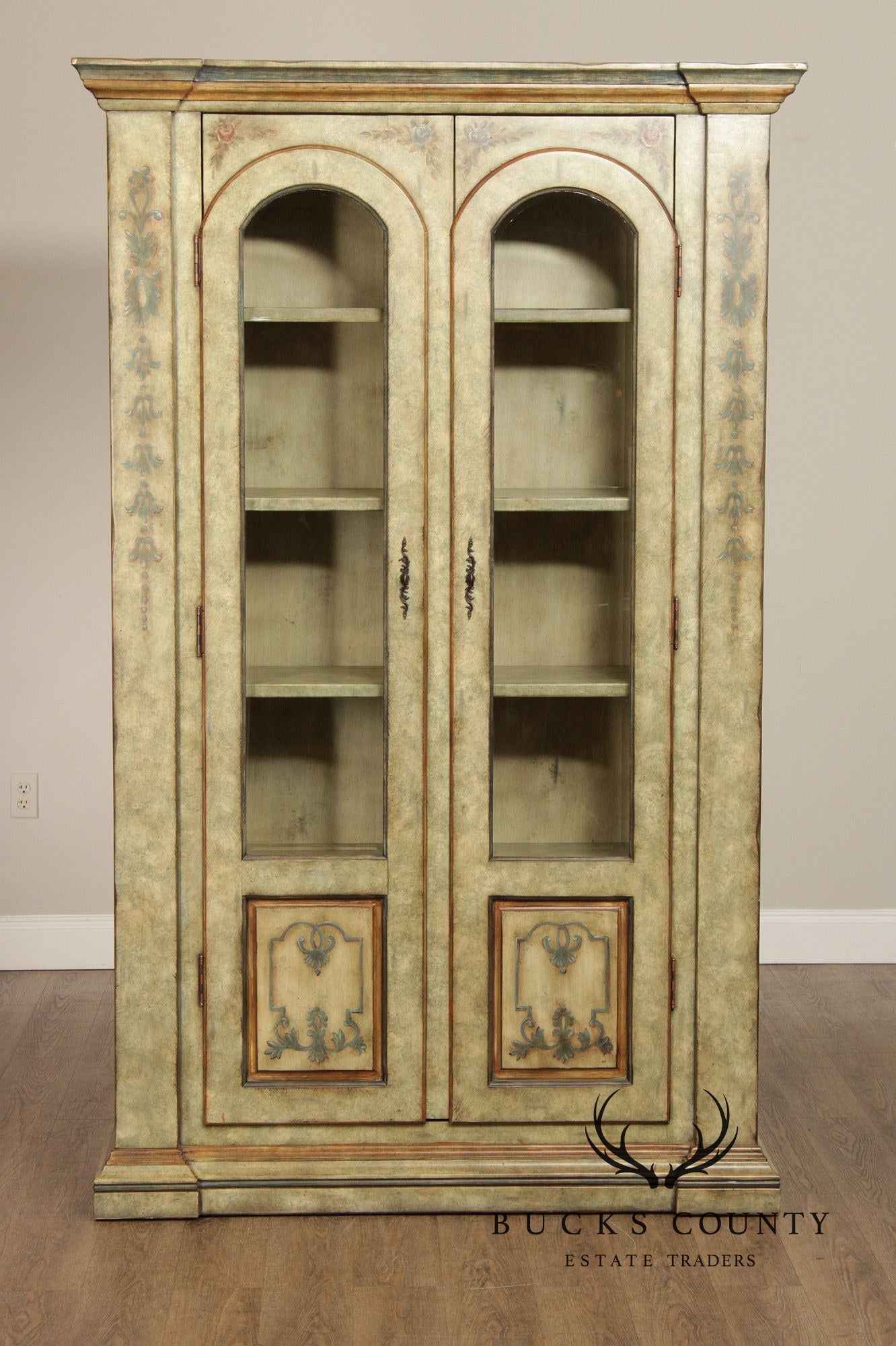 Tuscan Style Painted Two-Door Bookcase China Cabinet