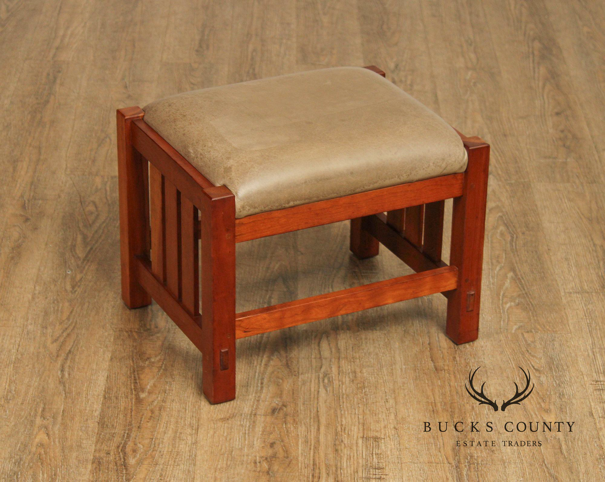 Stickley Mission Collection Cherry and Leather Footstool