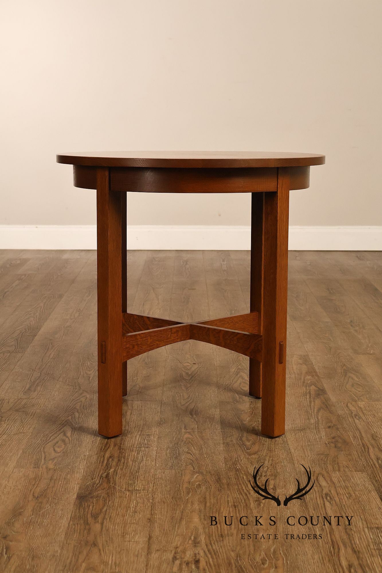 Stickley Mission Collection Oak Round Lamp Table