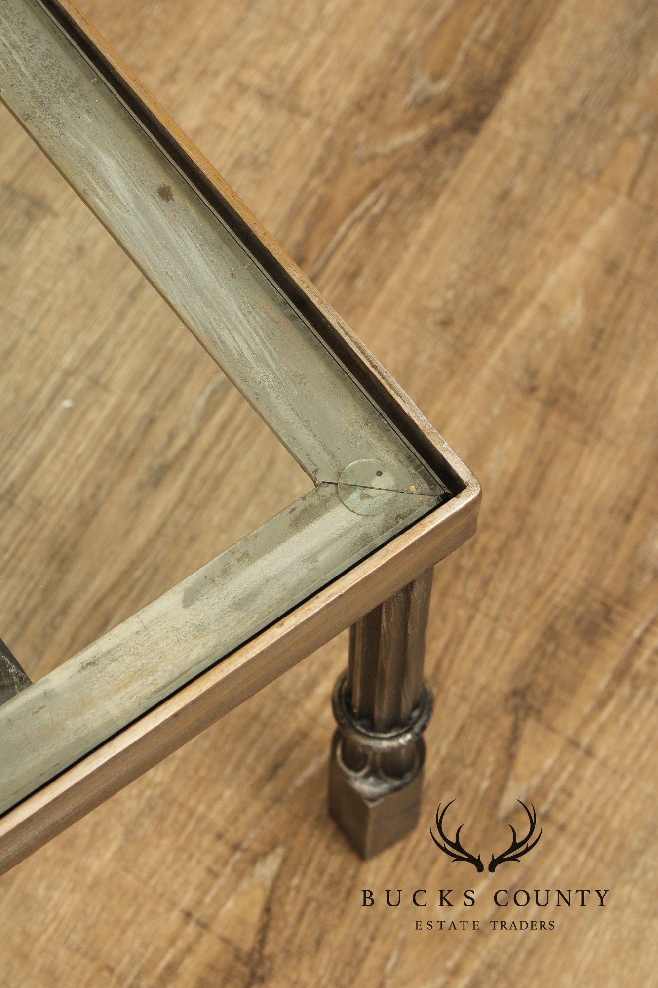 Renaissance Style Cast Iron Glass Top Coffee Table