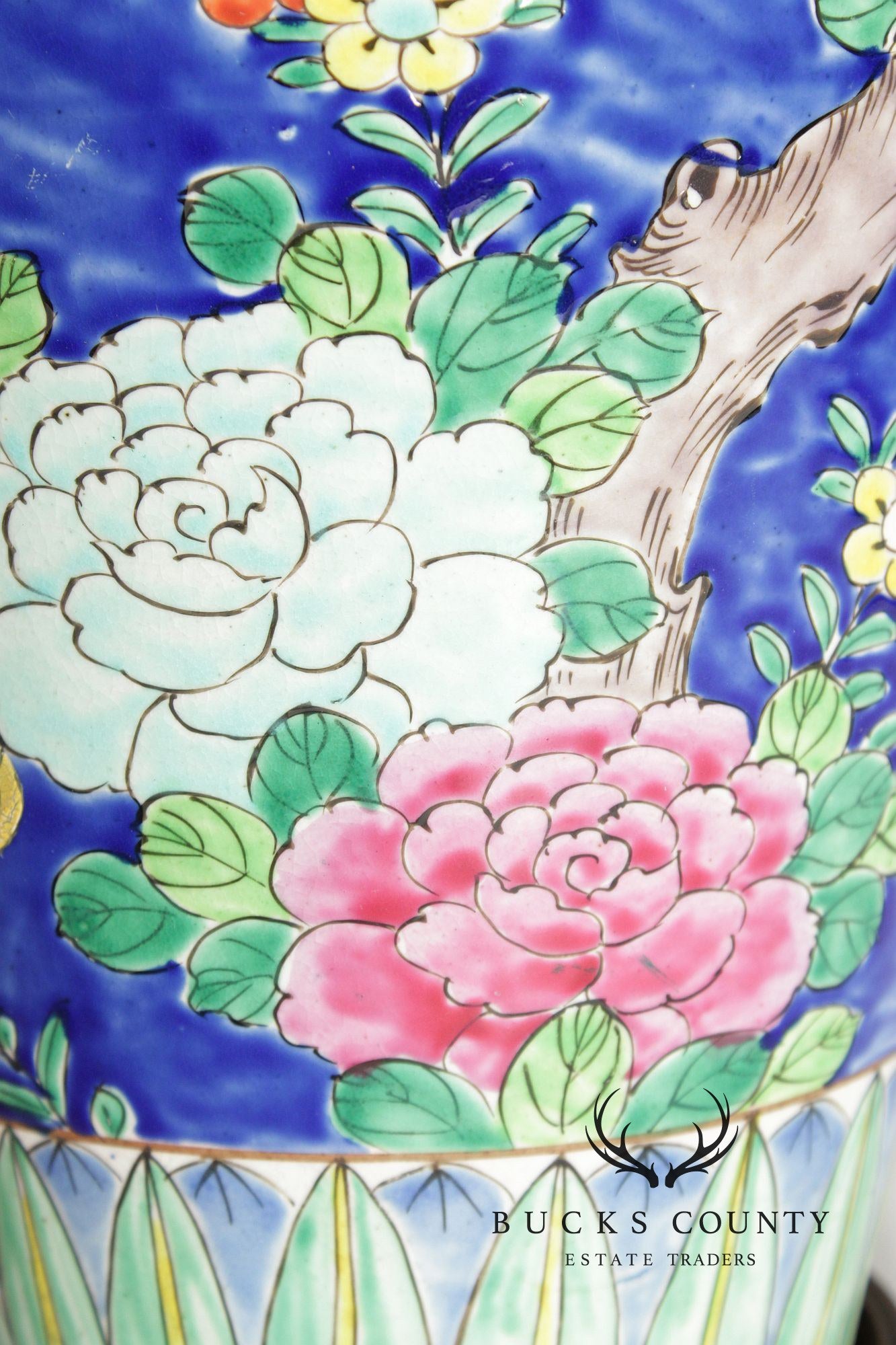 Asian Style Vintage Glazed Porcelain Table Lamp