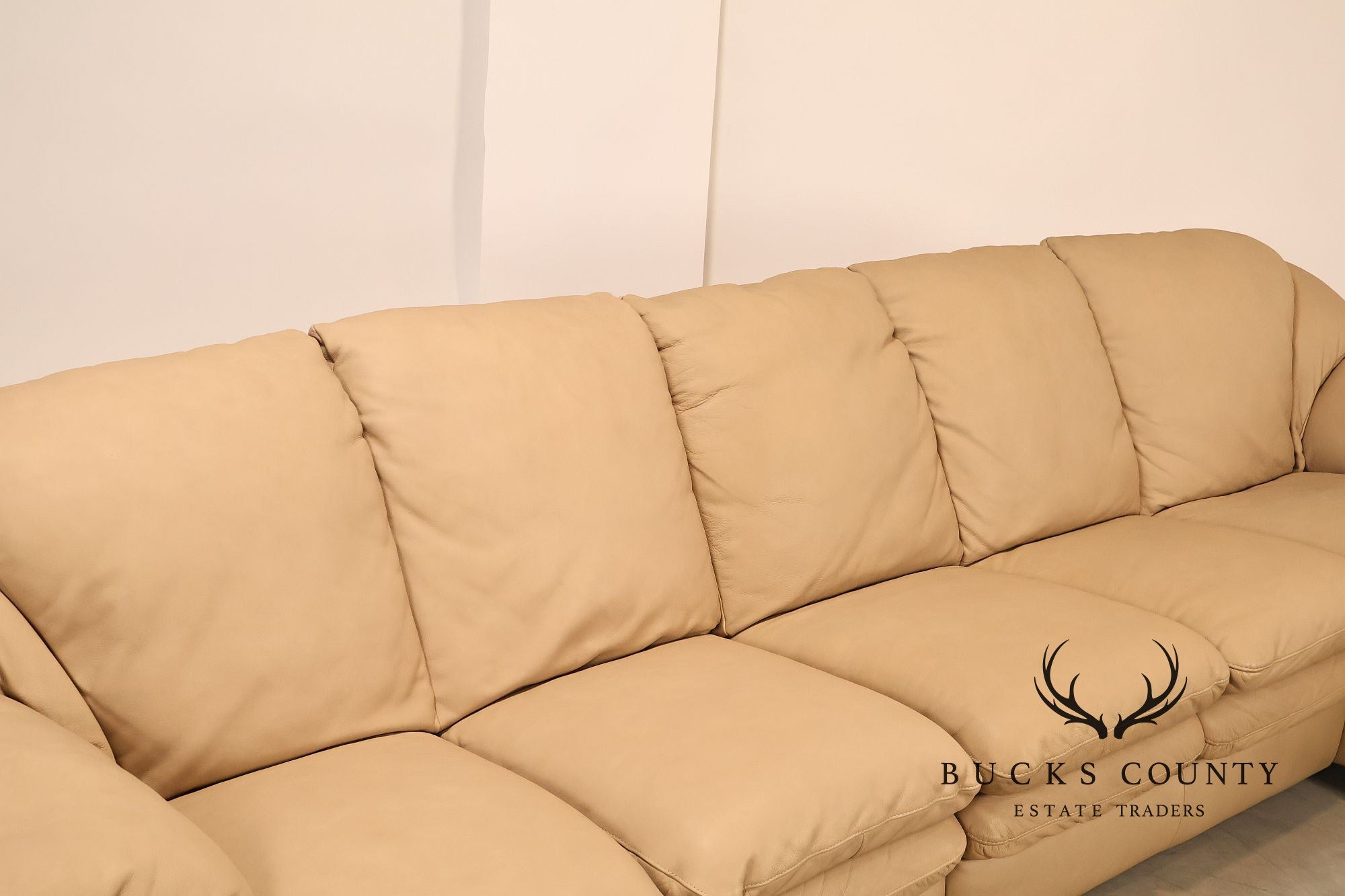 Italian Made Leather Sectional Sofa With Chaise