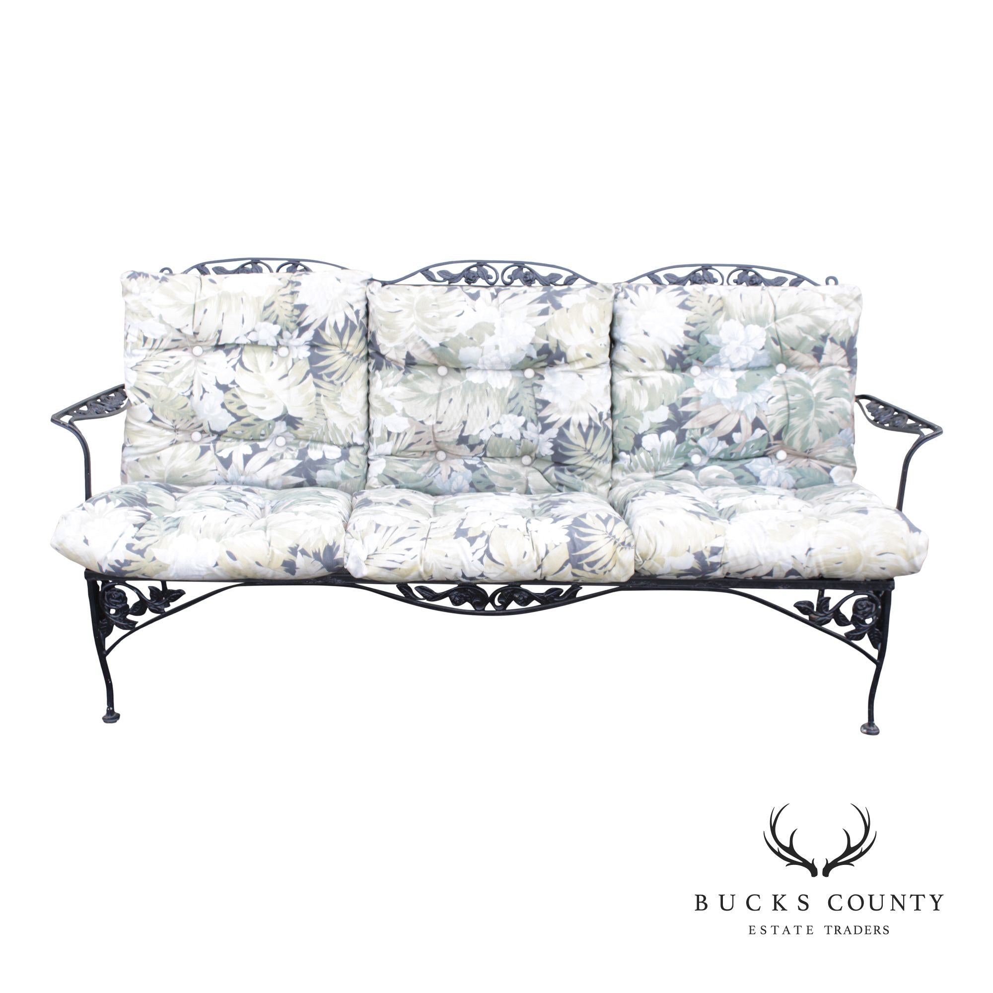 Meadowcraft Vintage Wrought Iron Outdoor Garden Sofa