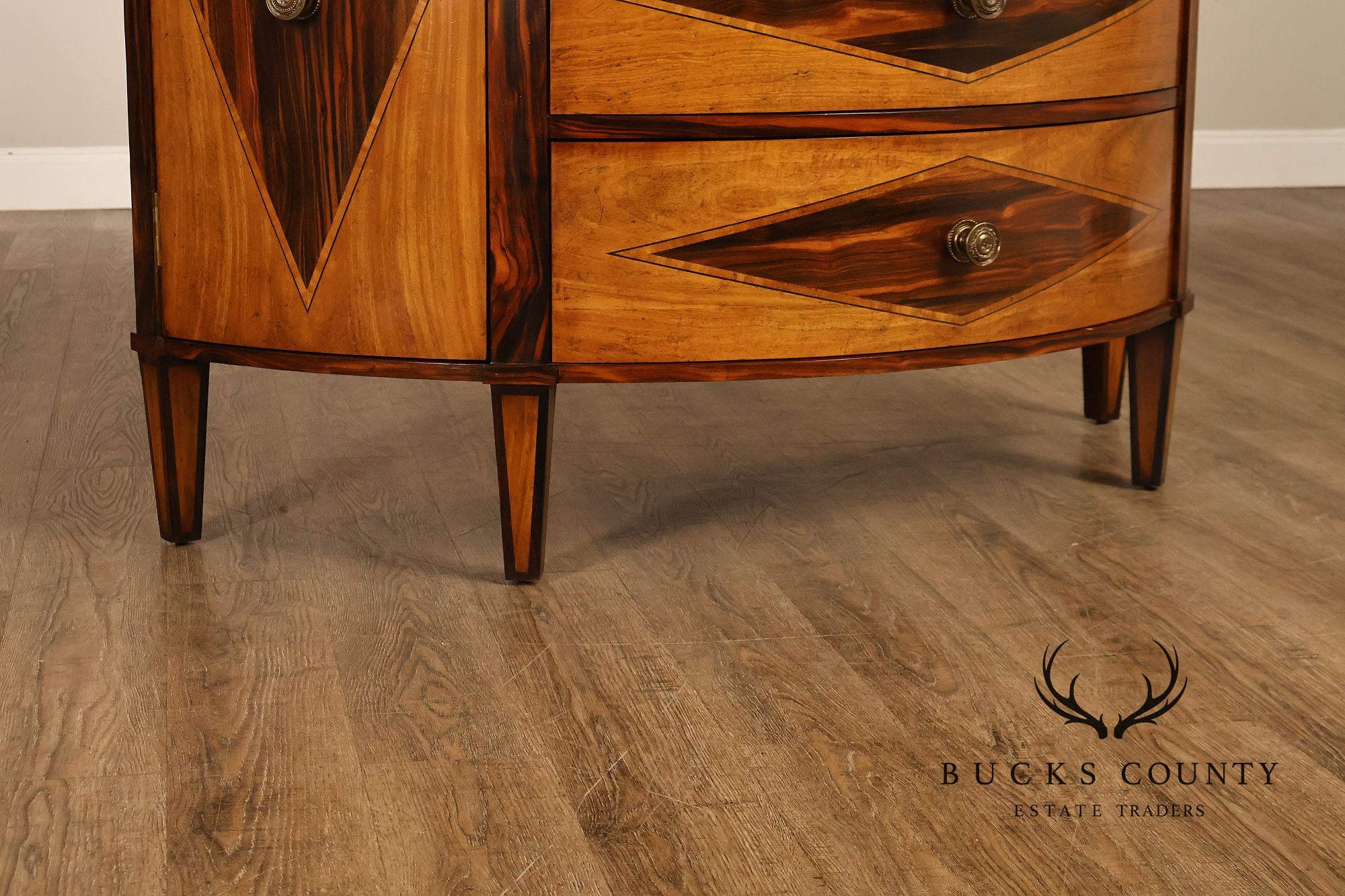 John-Richard Ebony Inlaid Satinwood Demilune Chest