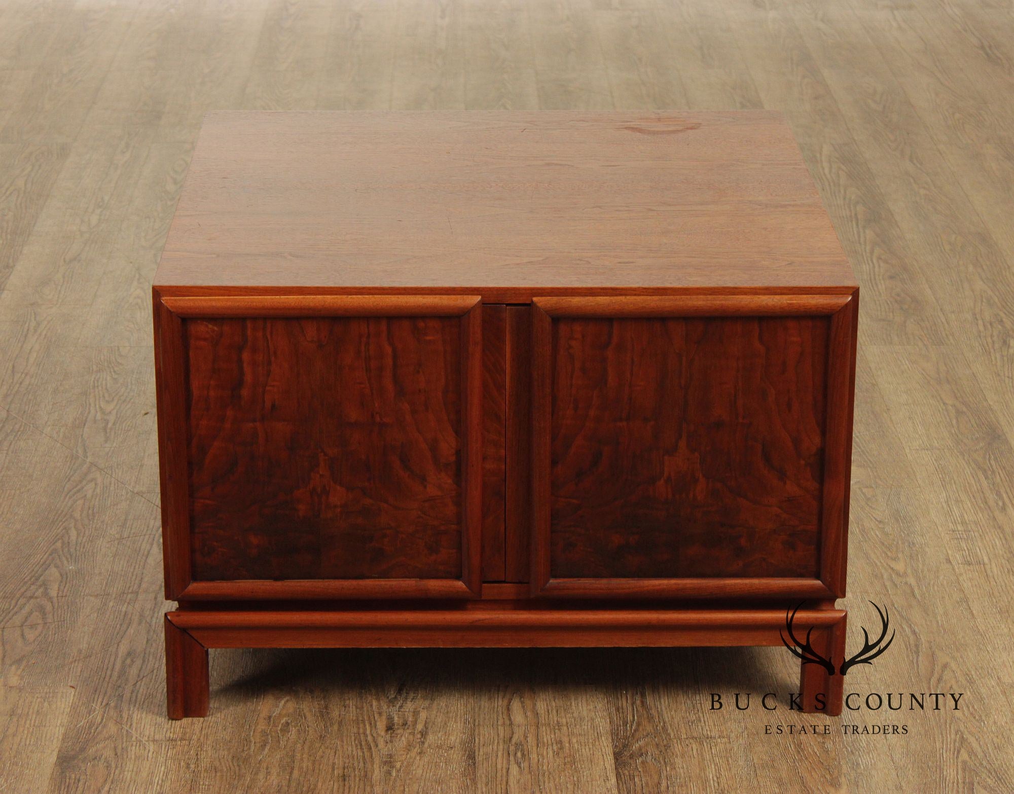 Brown Saltman Mid-Century Modern Walnut Cube Cabinet Coffee Table