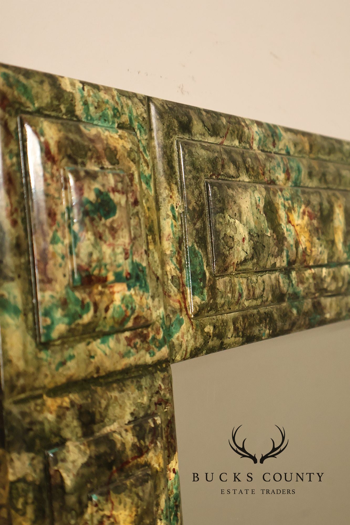 Faux Marble Geometric Framed Wall Mirror 47' x 36"
