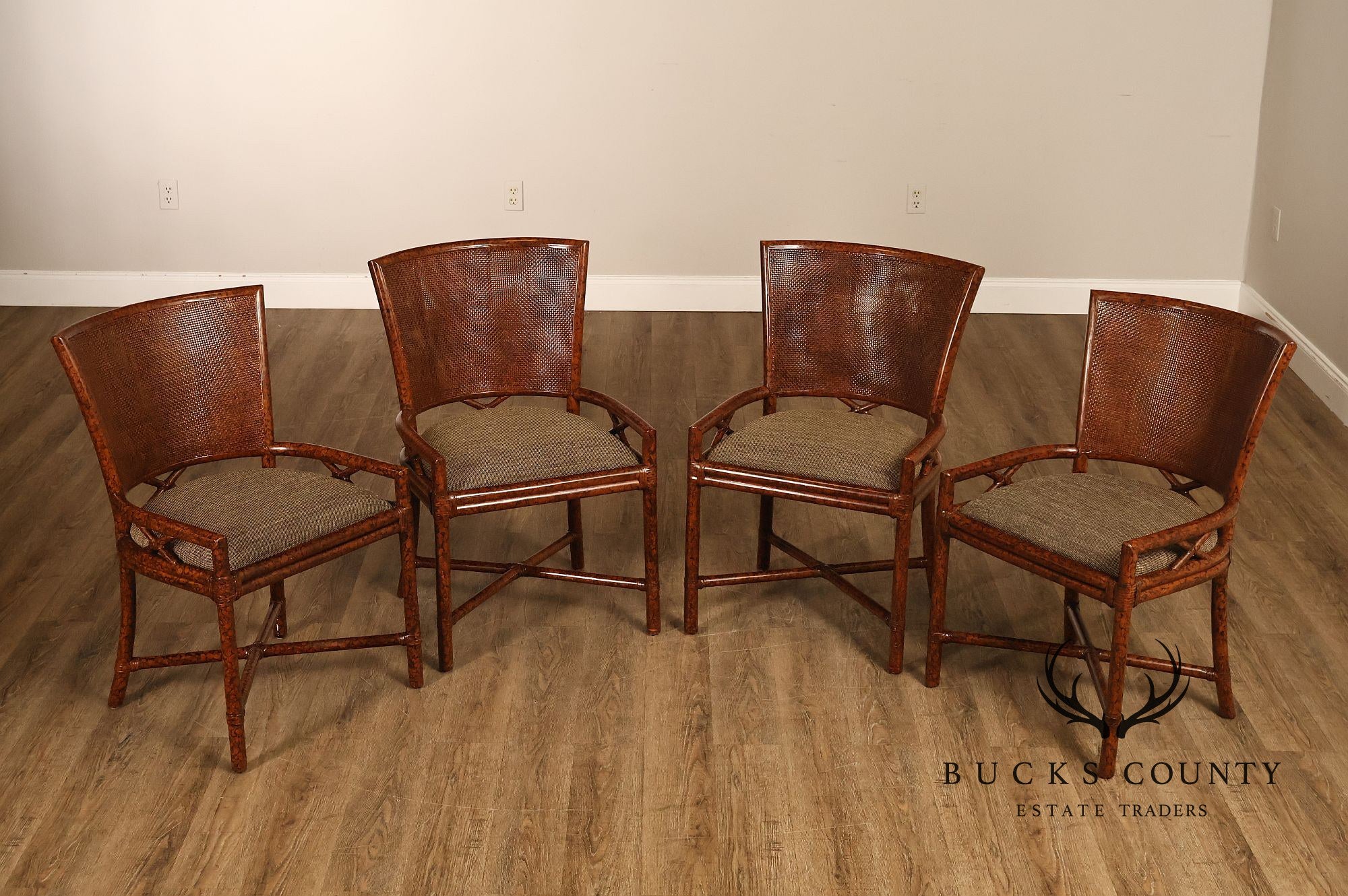 Ficks Reed Set of Four Woven Rattan Dining Chairs