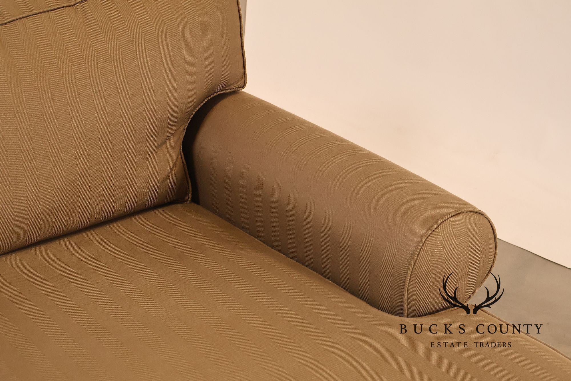 Ethan Allen Upholstered Custom Sectional Sofa With Chaise