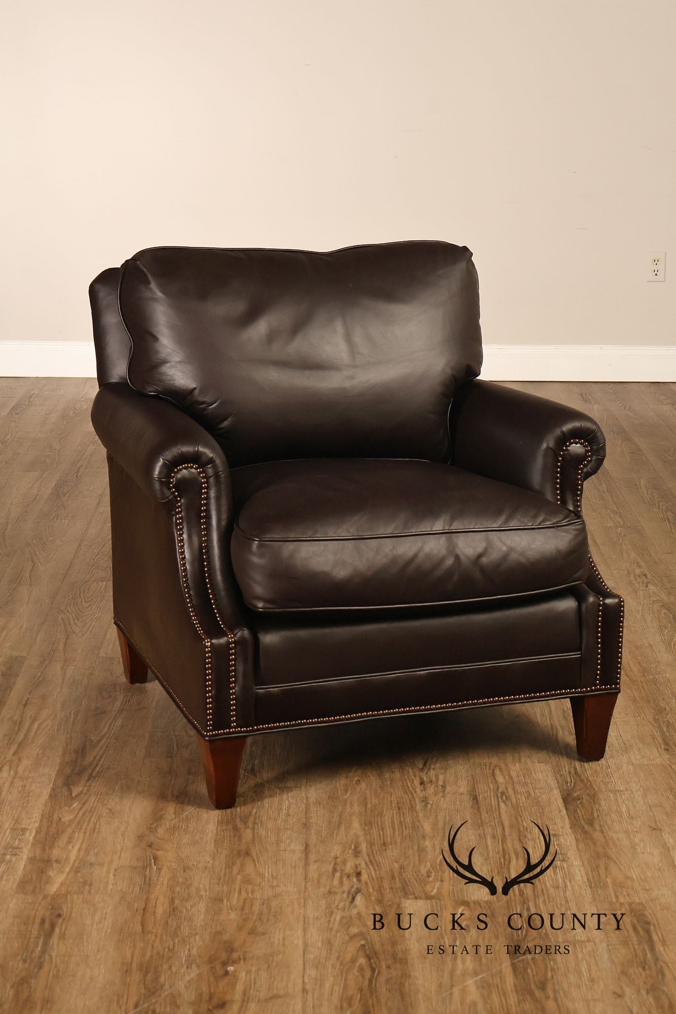 Baker Furniture Pair of Leather Club Chairs