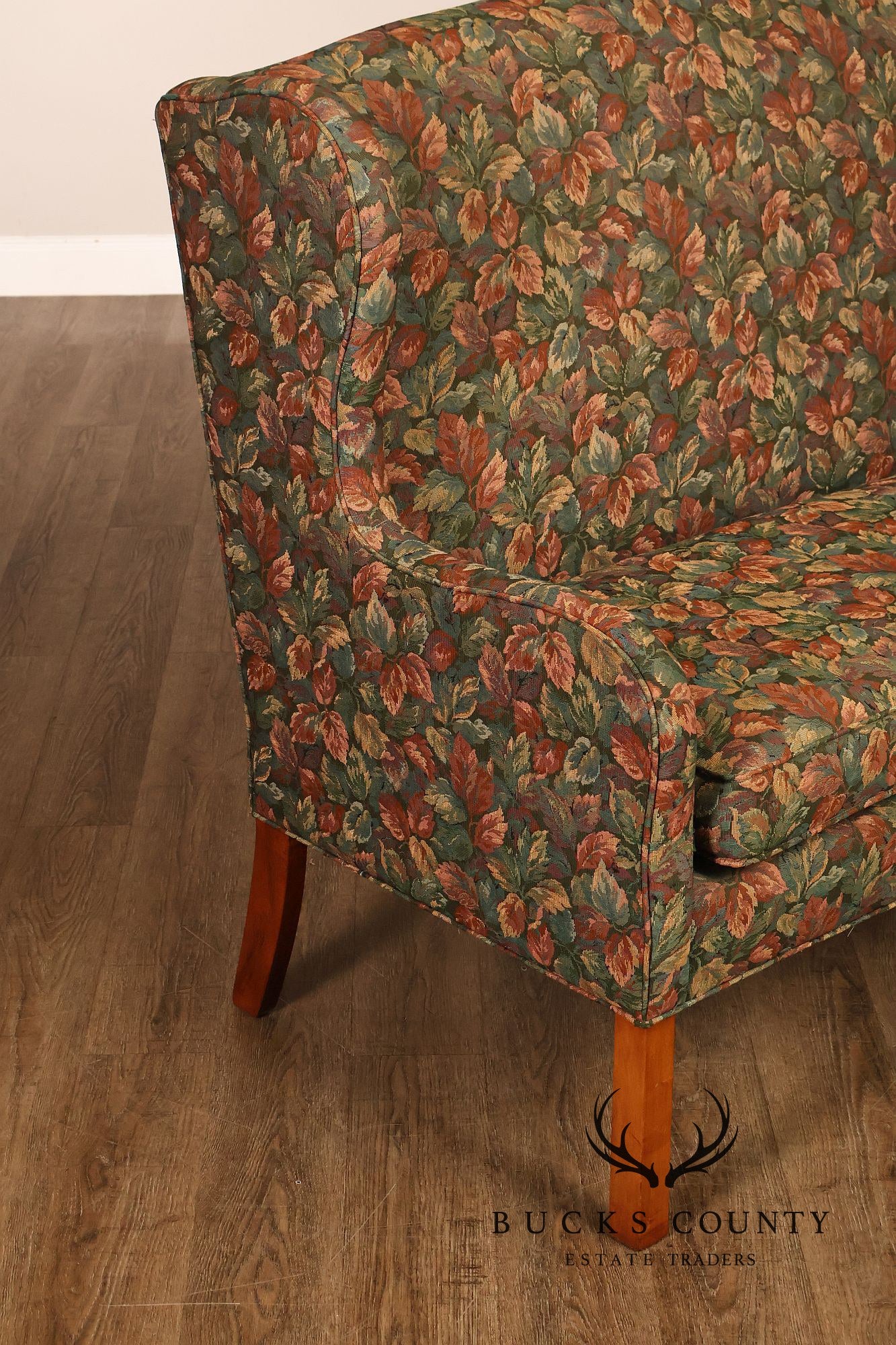 Traditional Upholstered Loveseat With Floral Fabric