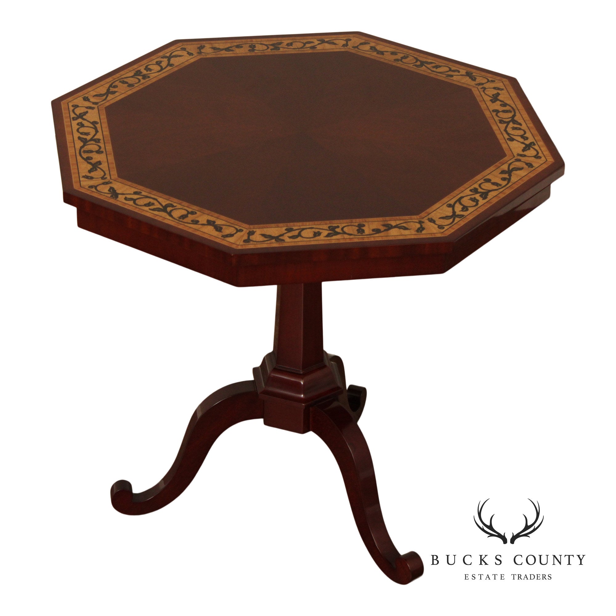 Kindel Furniture Inlaid Mahogany Pedestal Side Table
