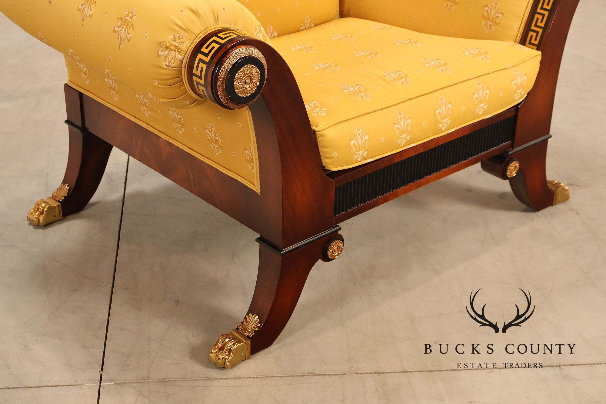 Empire Style Mahogany Armchair With Gilt Bronze Mounts