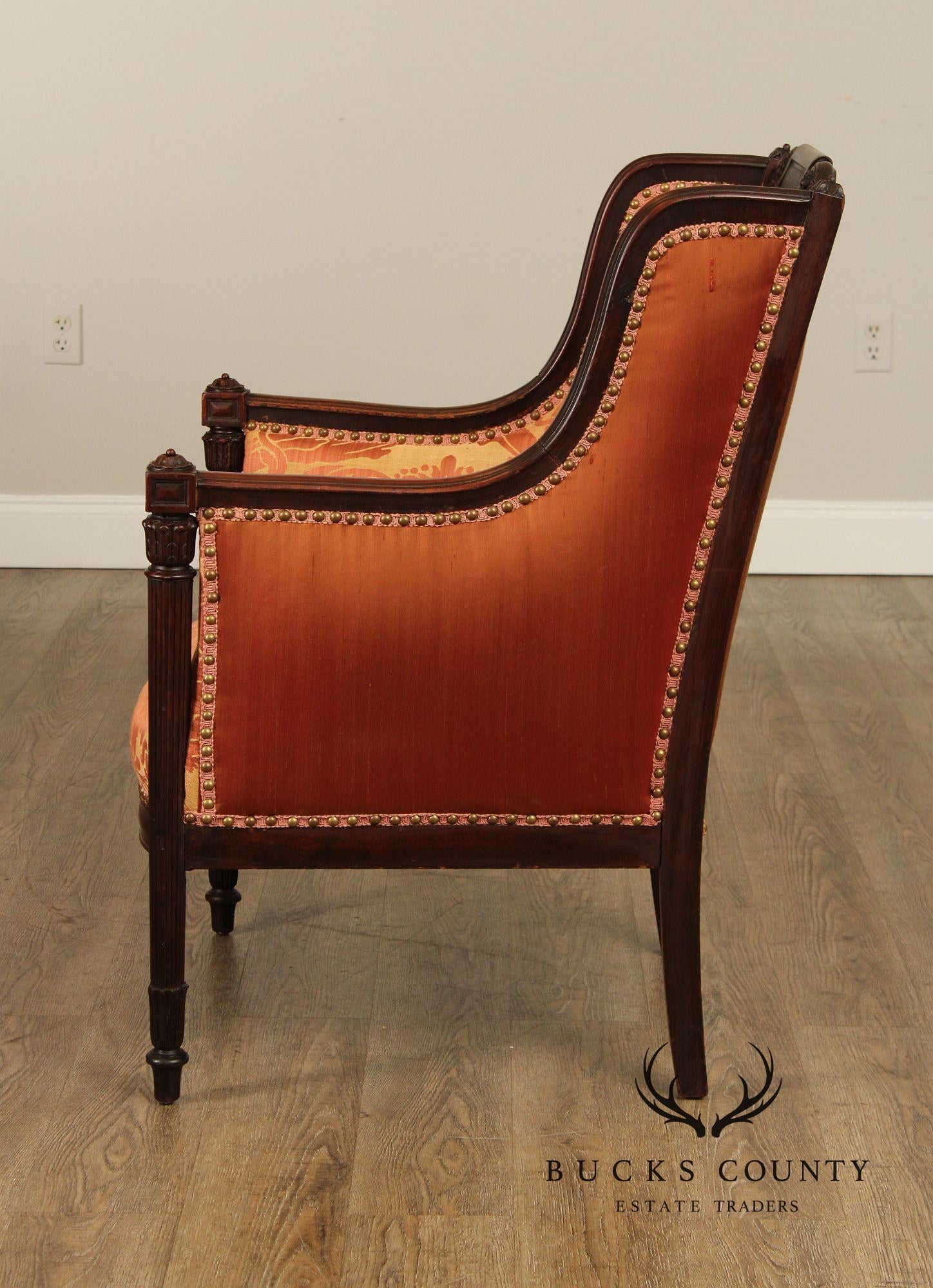 English Regency Style Antique Carved Mahogany Armchair