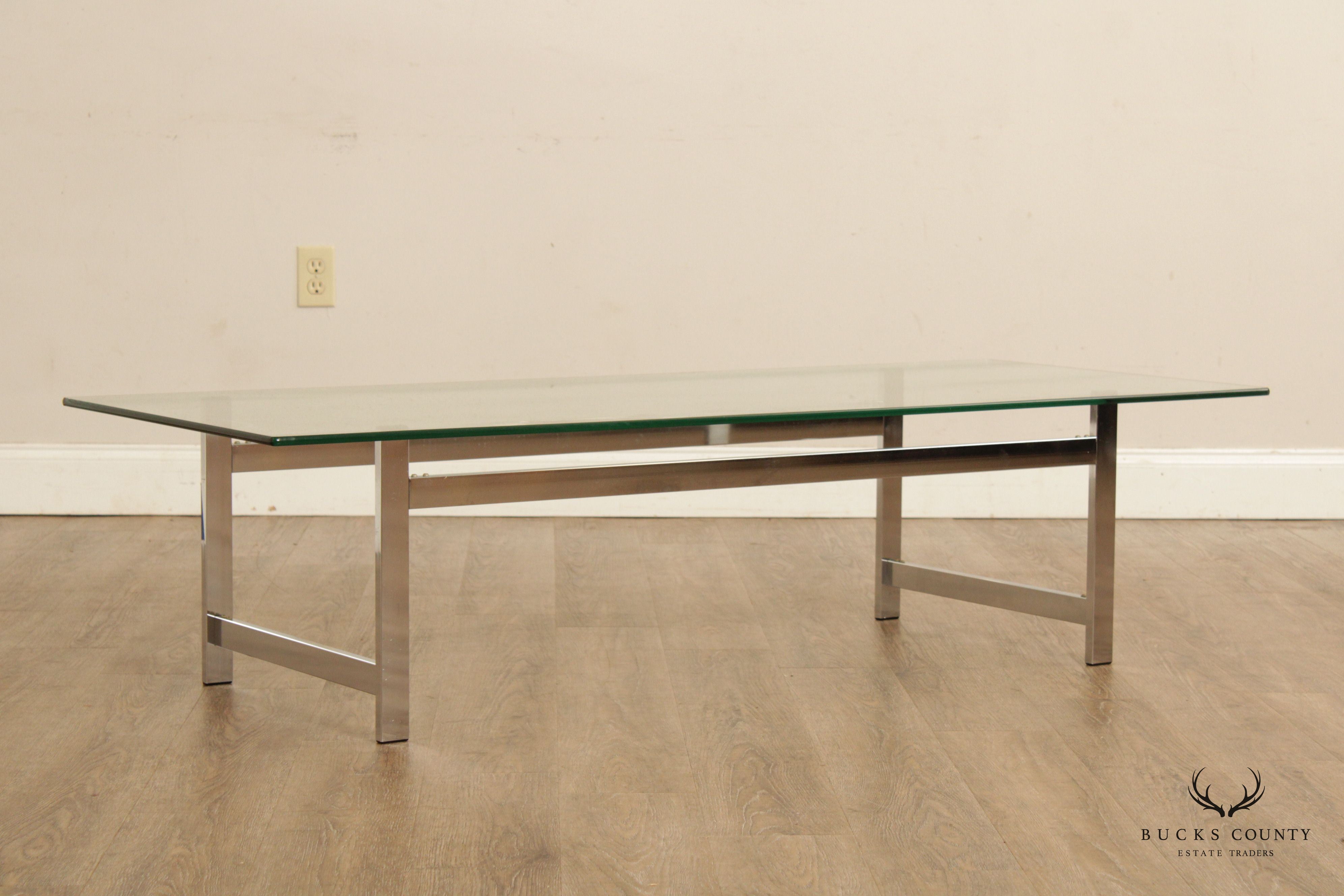 Modern Glass Top Chrome Coffee Table