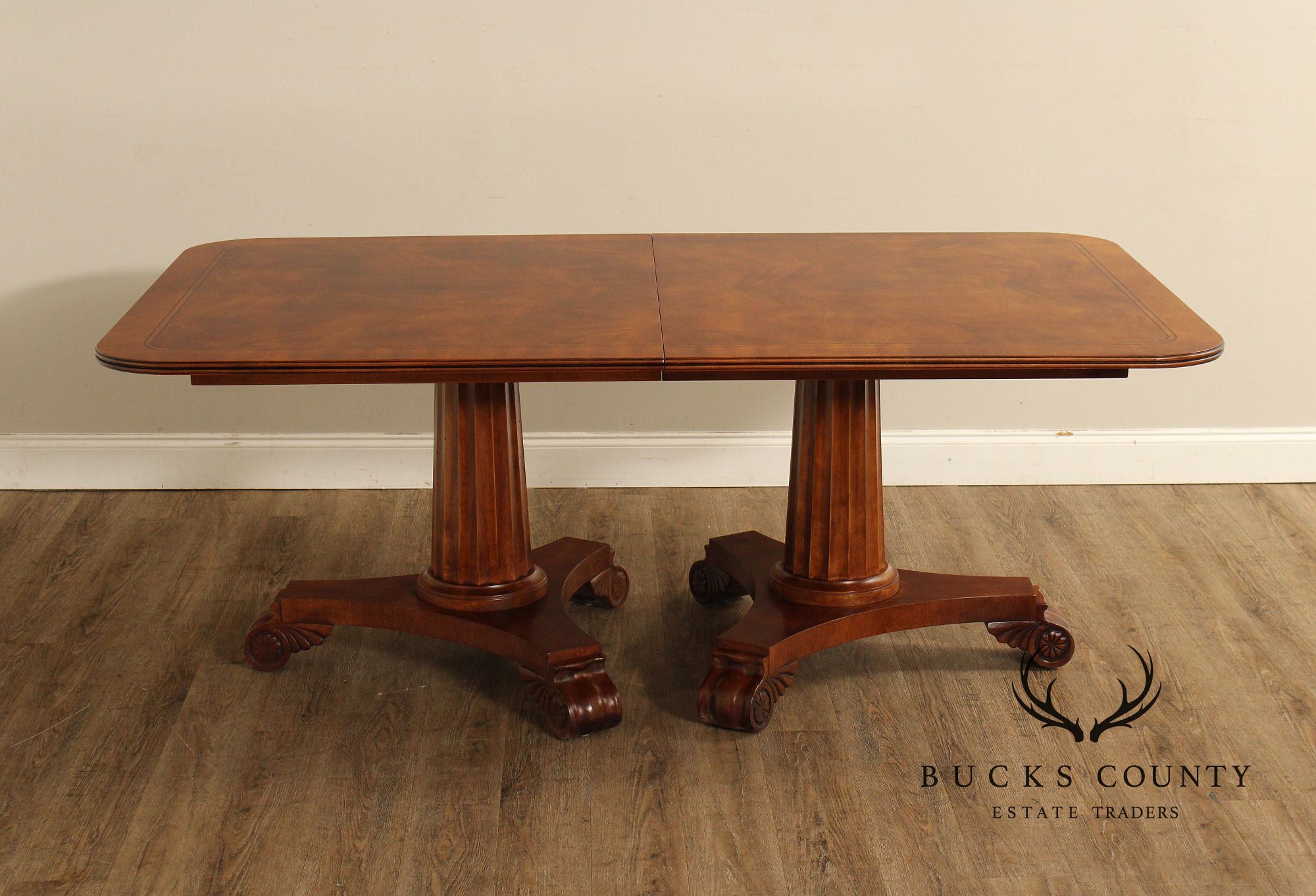 Empire Style Double Pedestal Mahogany Dining Table