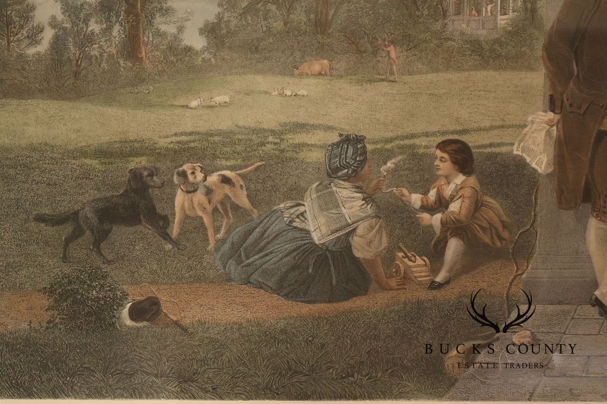 The Home Of George Washington Colored Engraving After Thomas Oldham Barlow