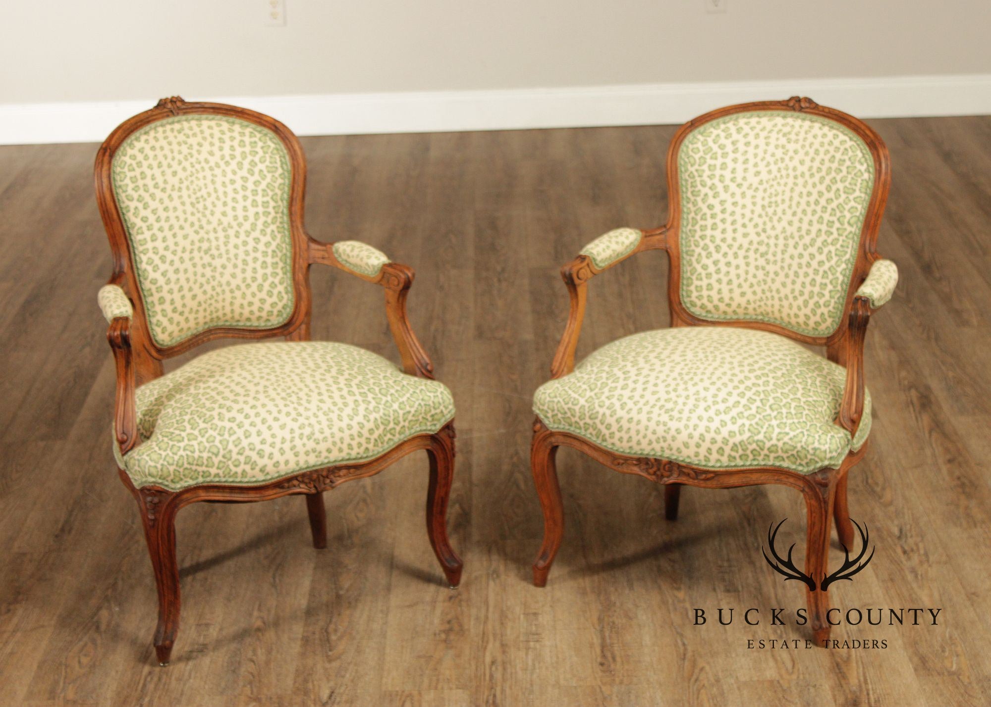 French Louis XV Style Pair of Fauteuil Armchairs
