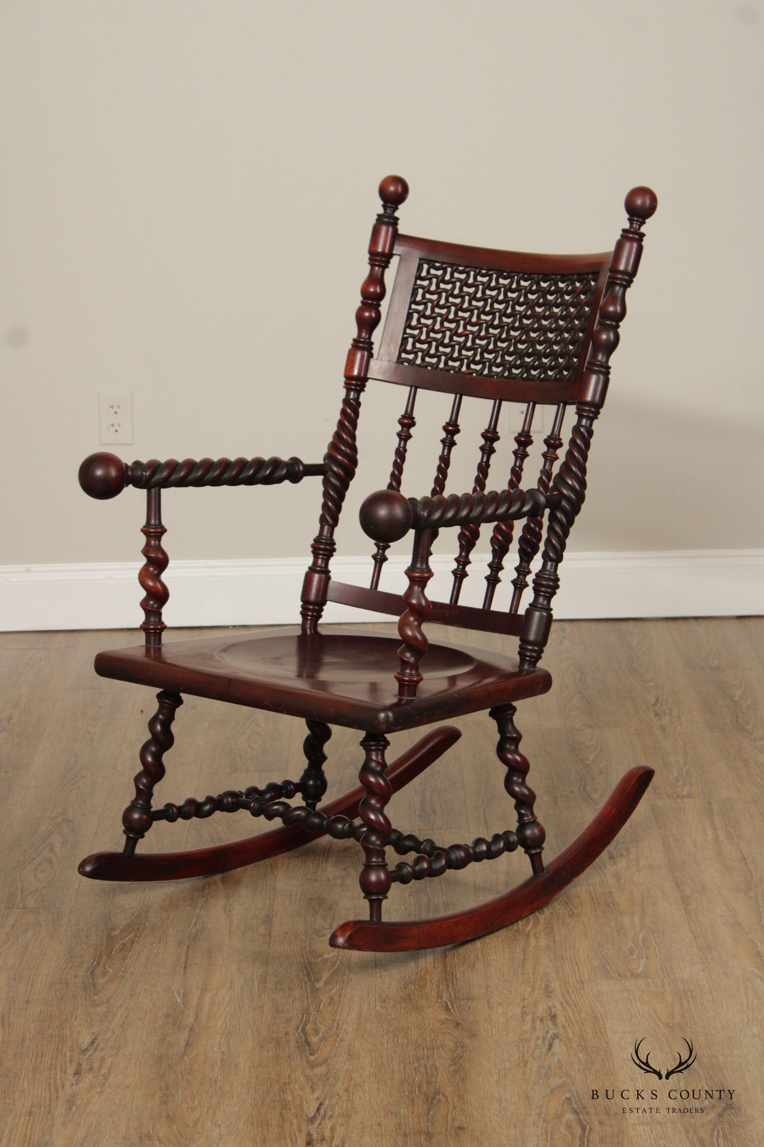 Merklen Brothers Renaissance Revival Mahogany Rocking Chair