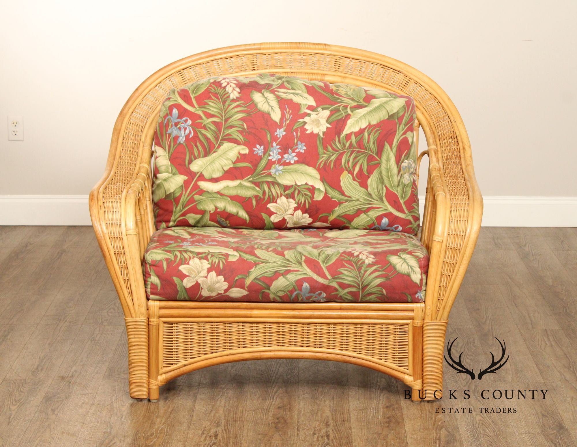 Braxton Culler Rattan Lounge Chair and Ottoman