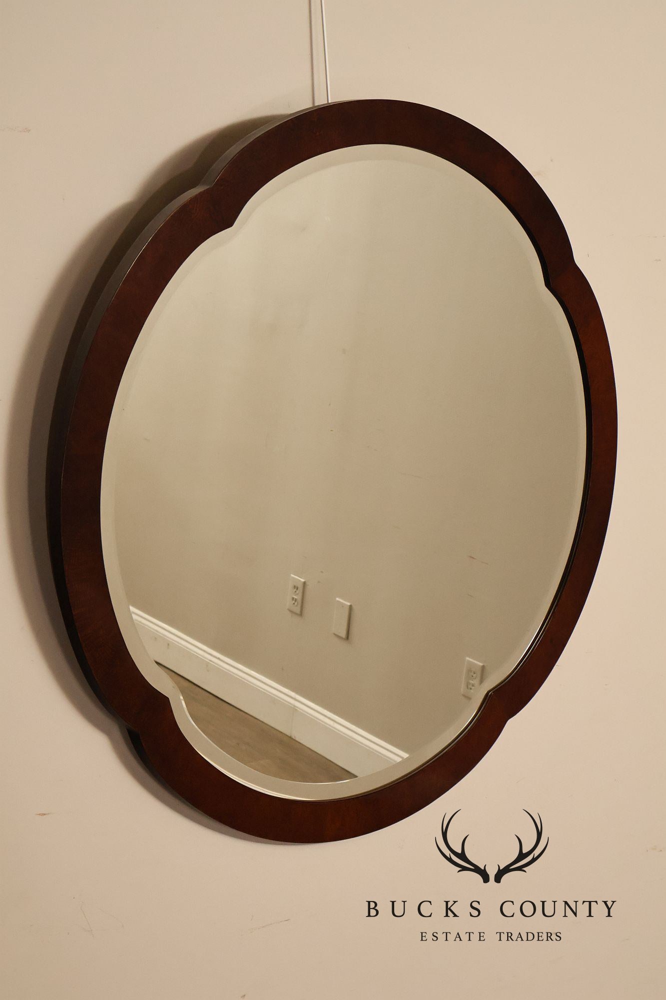 Hickory White Mahogany Art Deco Style Vanity Desk With Mirror