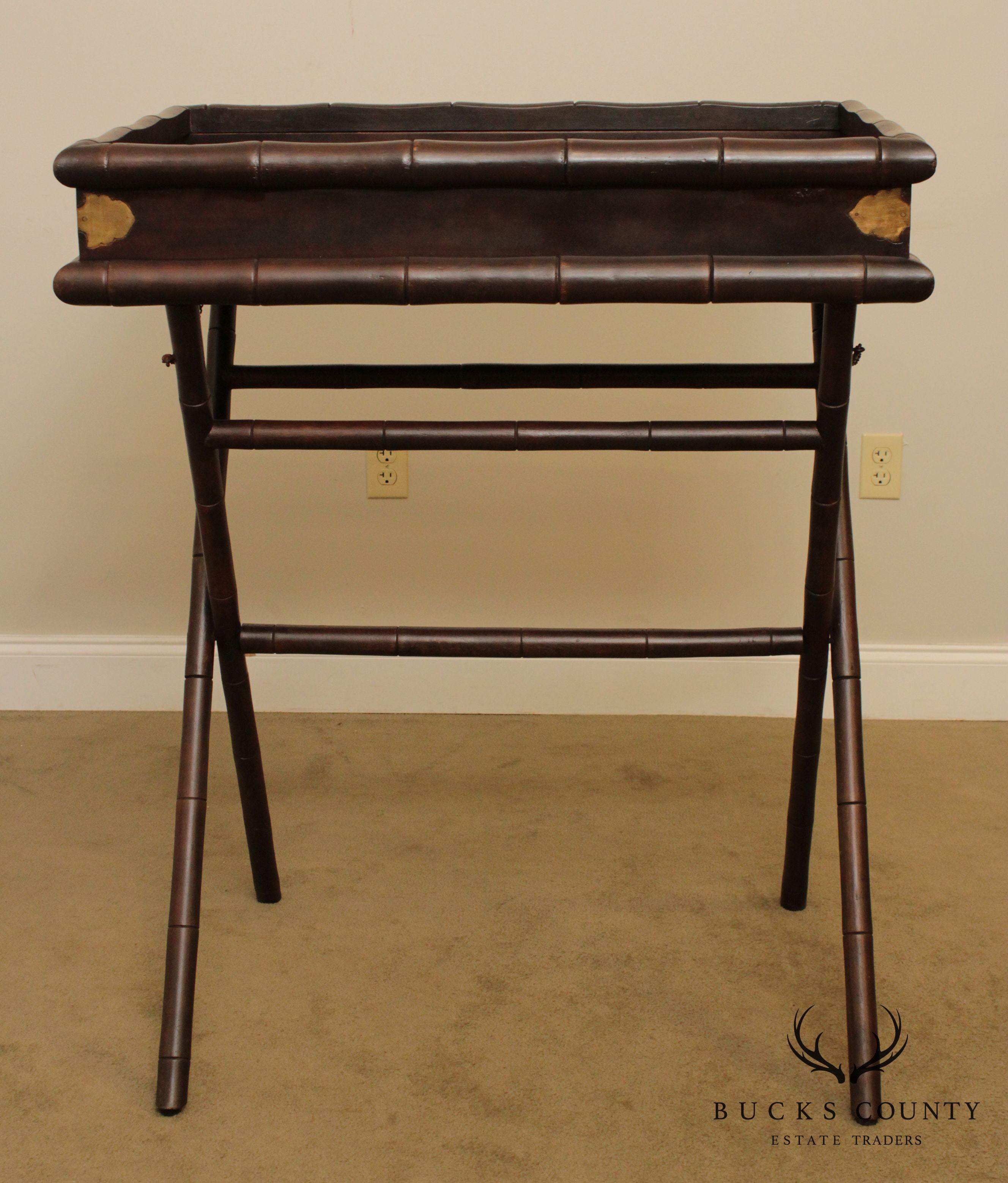 F.O. Mertz & Co Faux Bamboo Butlers Tray Table