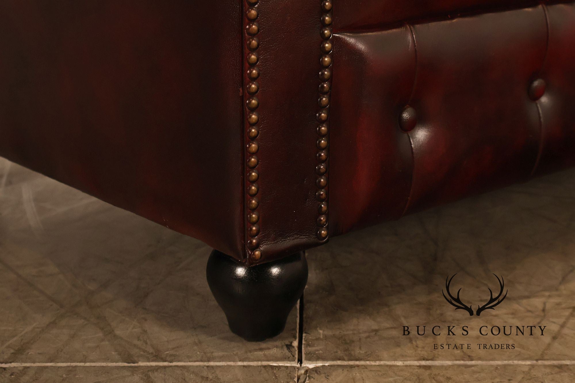 Chesterfield Style Oxblood Leather Sofa