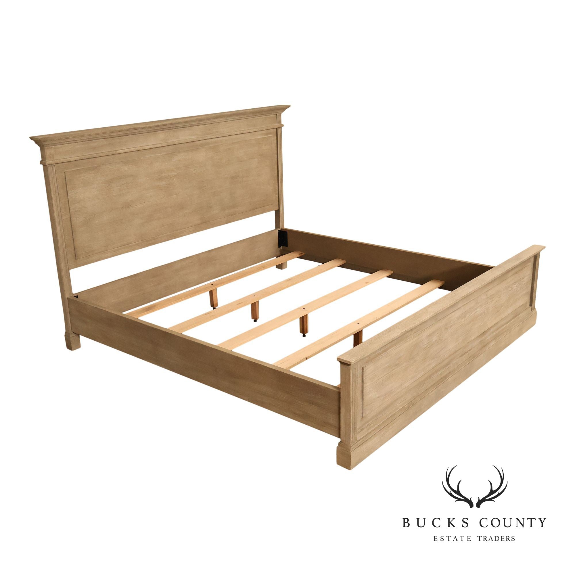 Natural Rustic Gray Finished King Size Country Style Panel Bed Frame