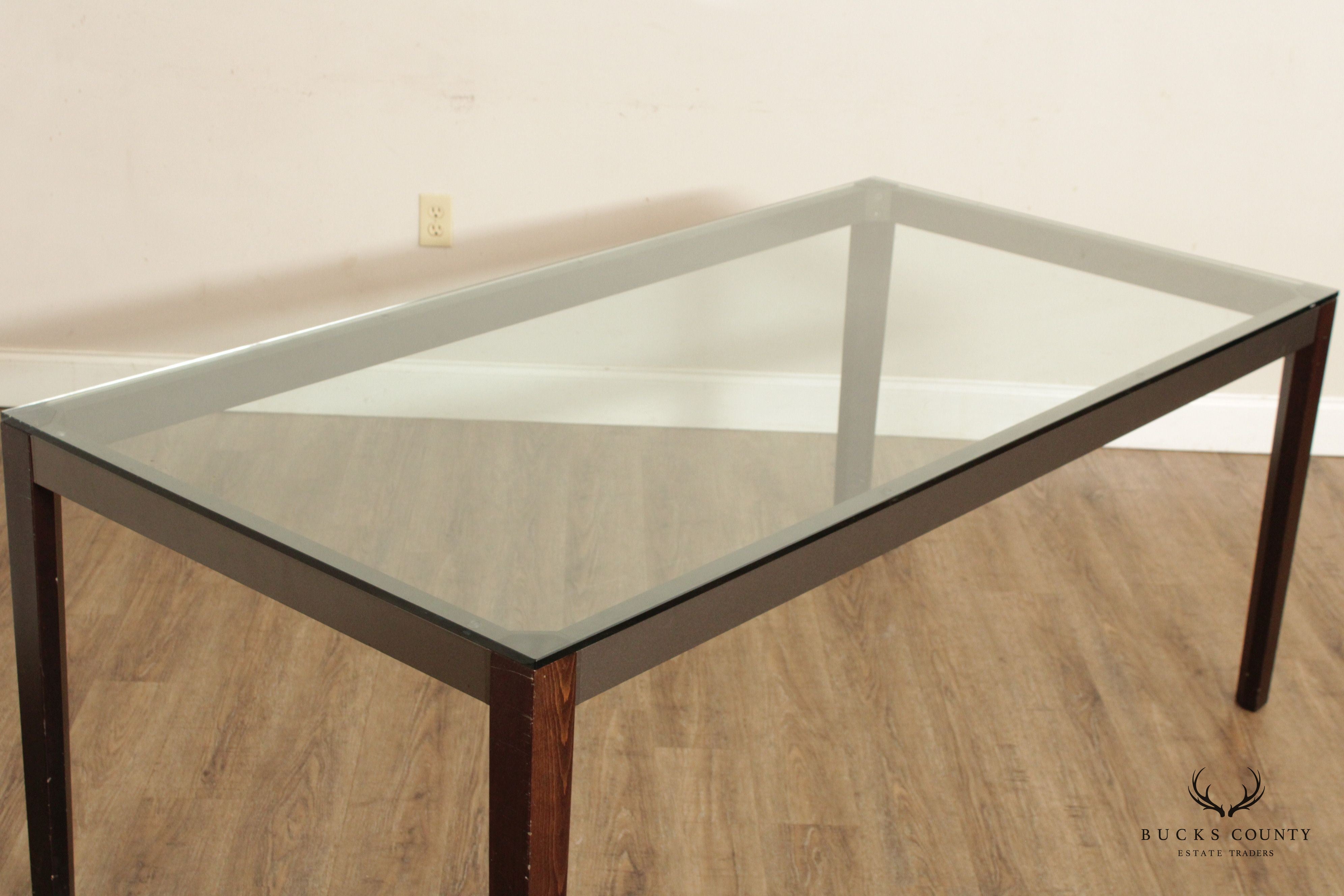 Contemporary Style Glass Top Parsons Dining Table
