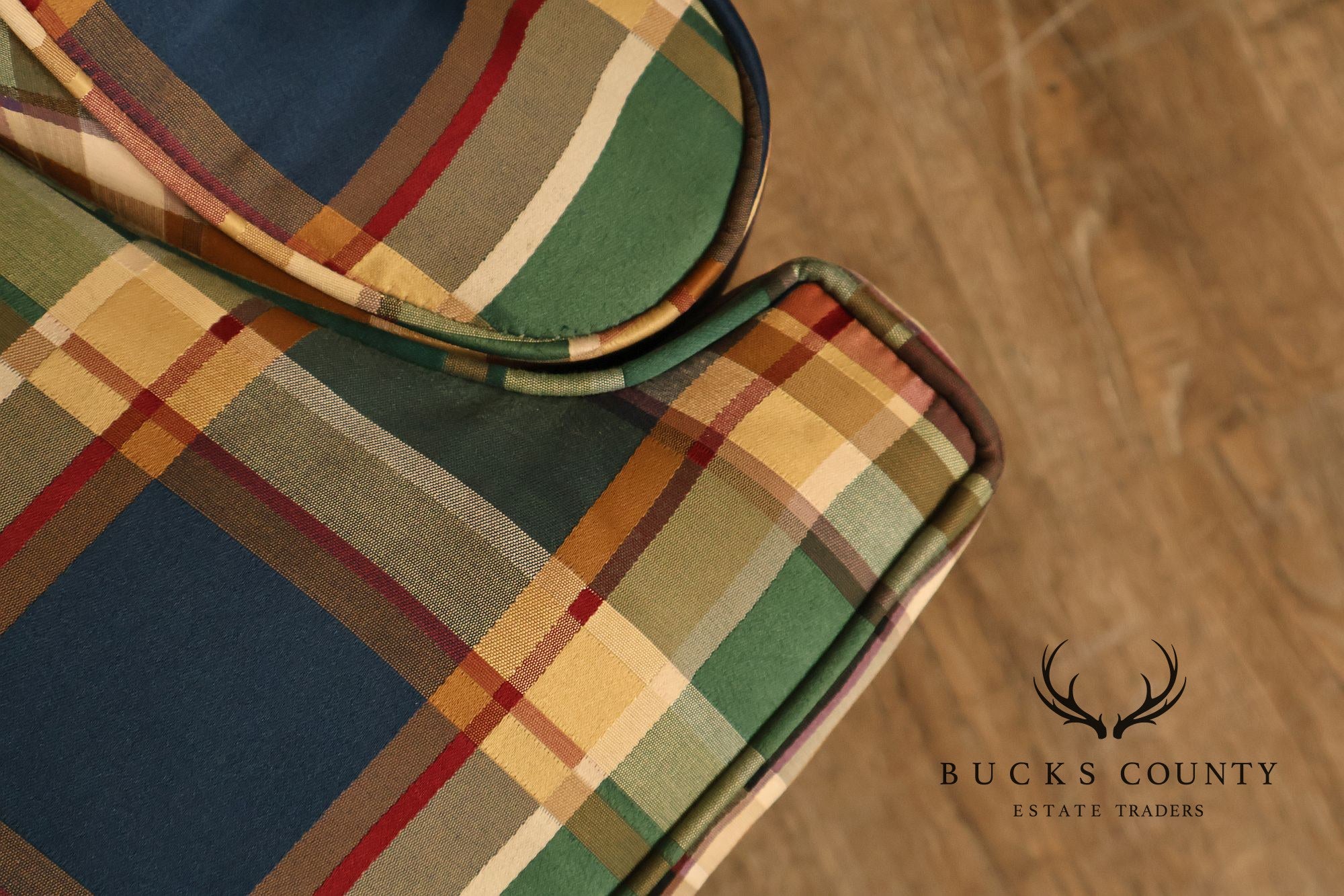 Henredon Custom Folio Collection Plaid Wingback Armchair