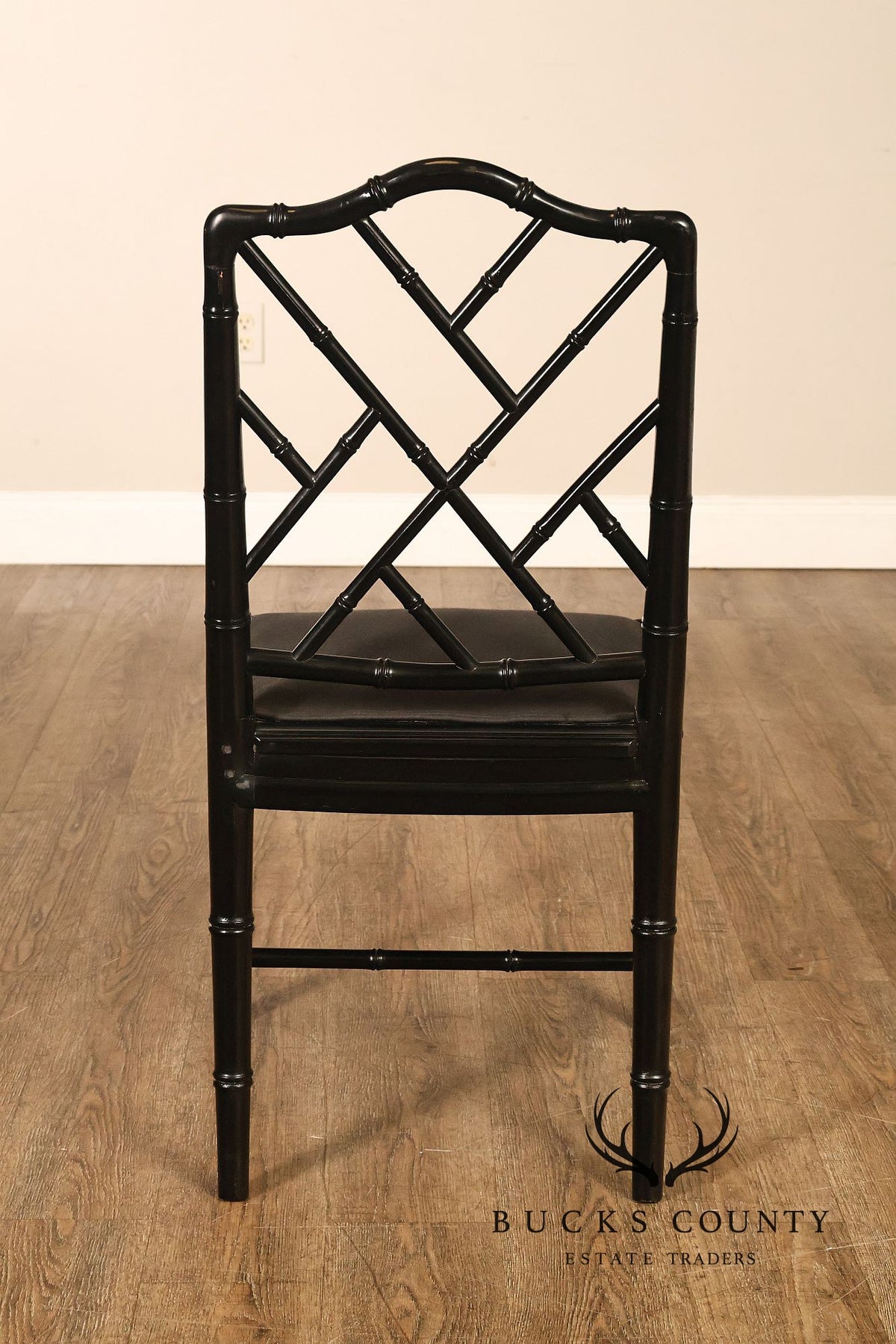 Chinese Chippendale Style Set of Four Faux Bamboo Dining Chairs