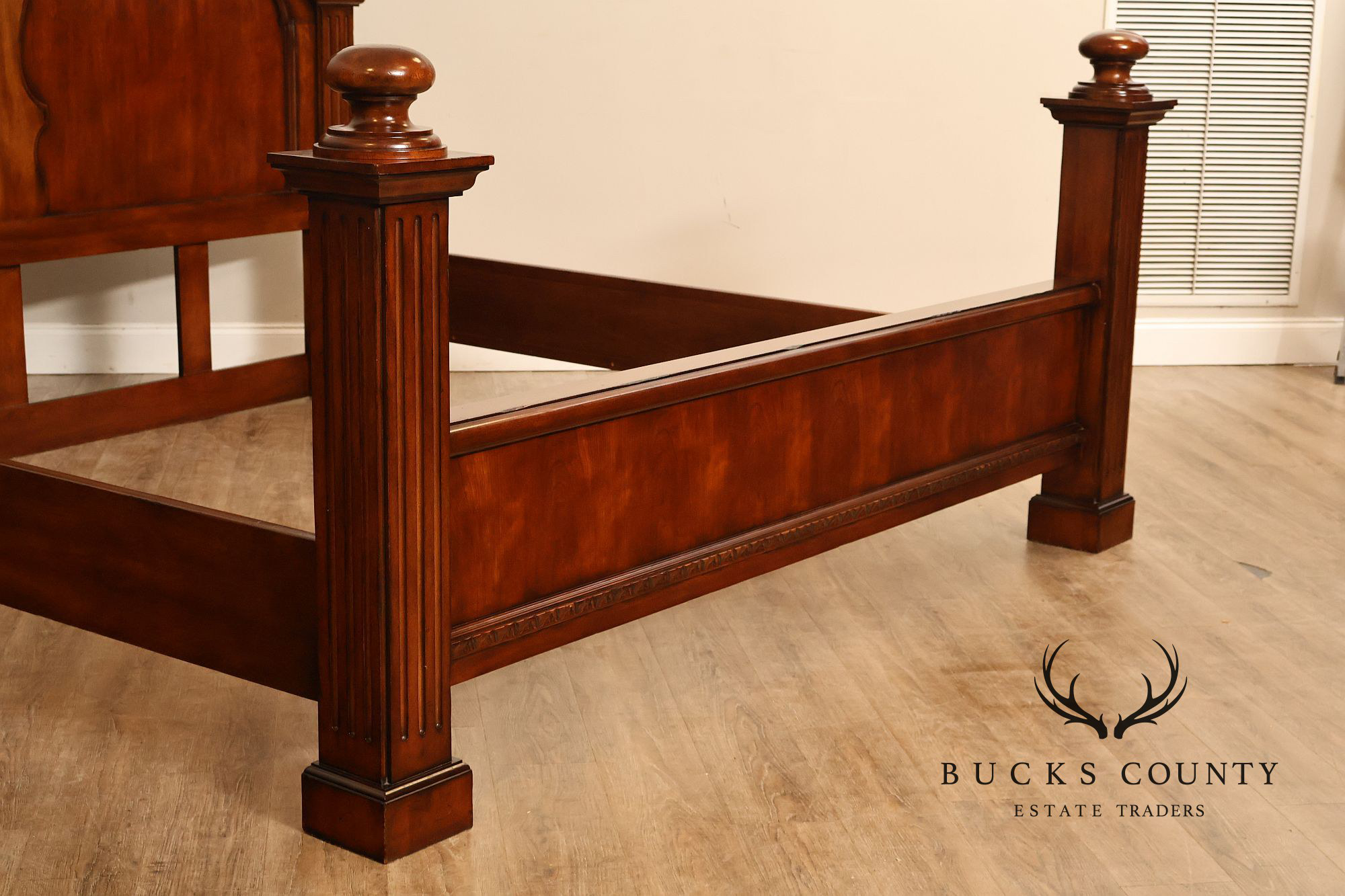 Baroque Style King Size Mahogany High Back Carved Bed Frame