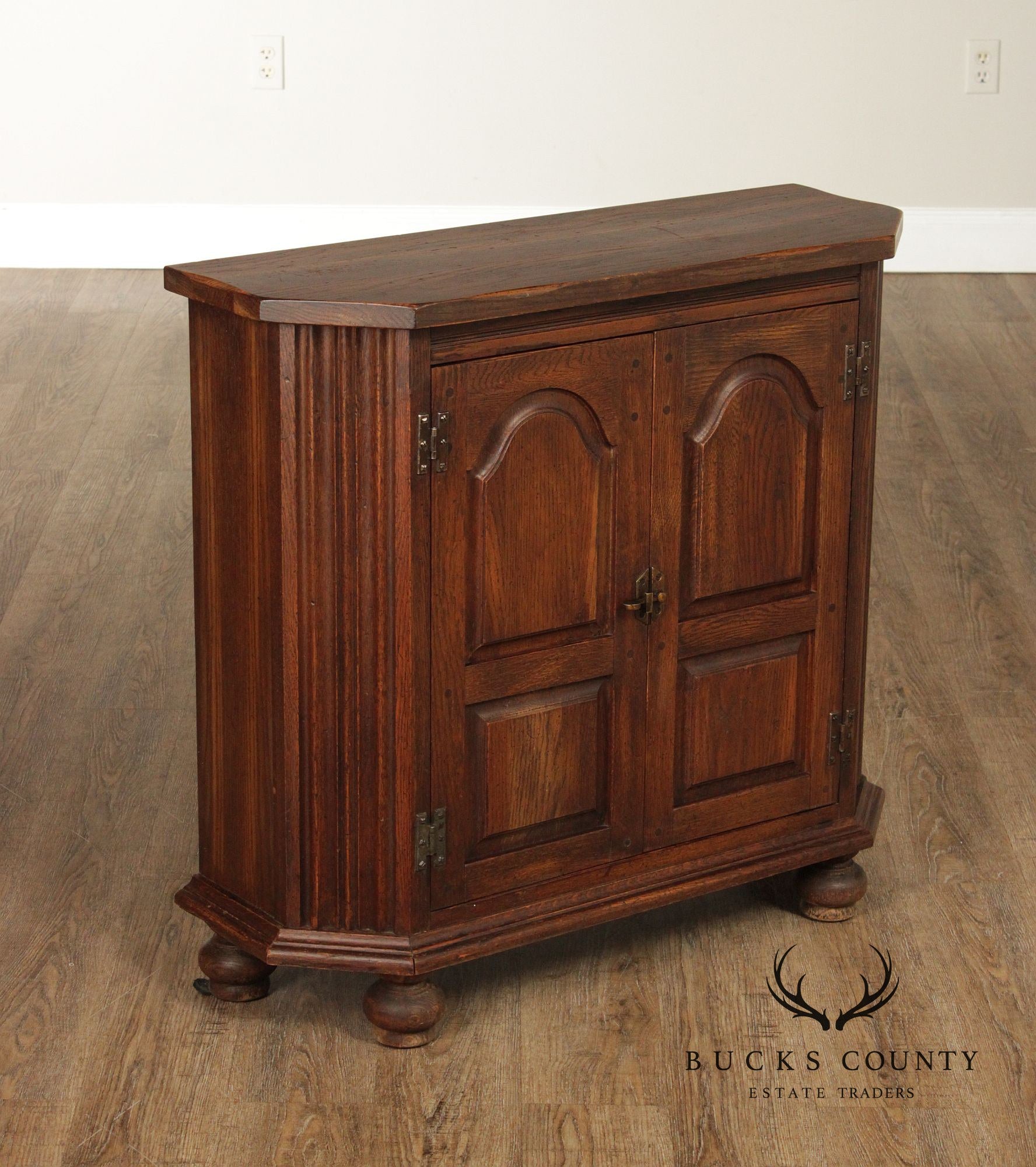 Rustic European Style Oak Console Cabinet