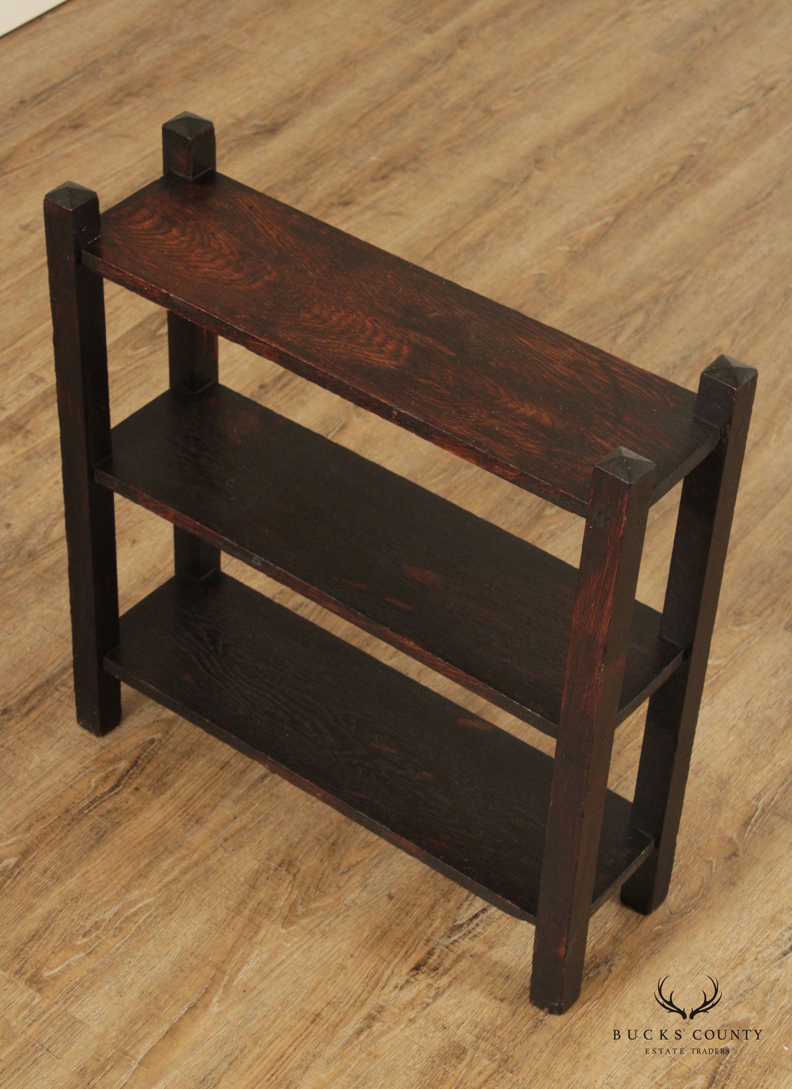 Arts & Crafts Oak Three Tier Open Magazine Stand