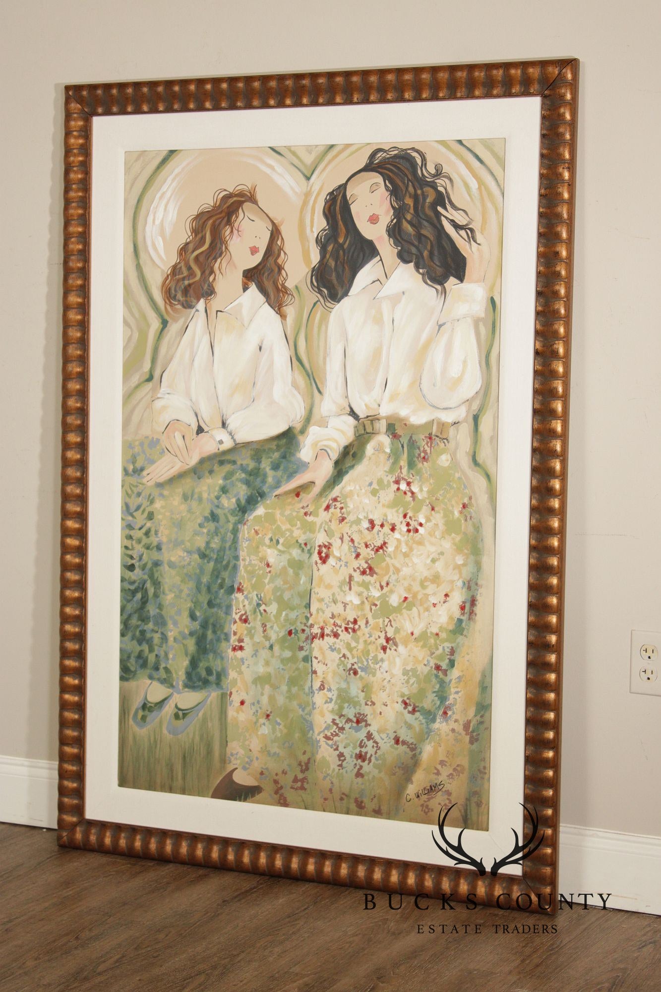 C. Williams Large Framed Oil Painting, White Shirts