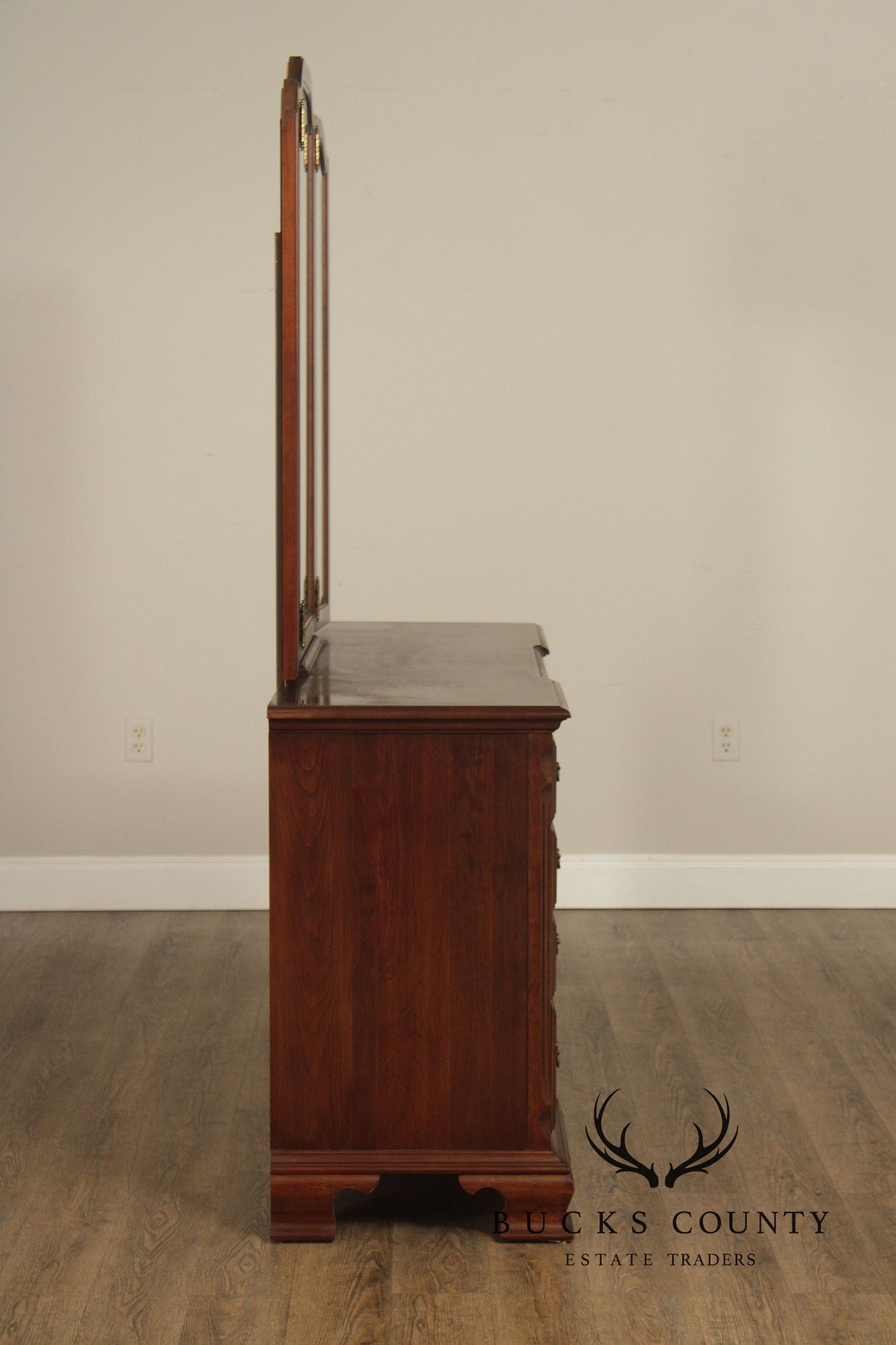 Pennsylvania House Chippendale Style Cherry Long Dresser with Mirror