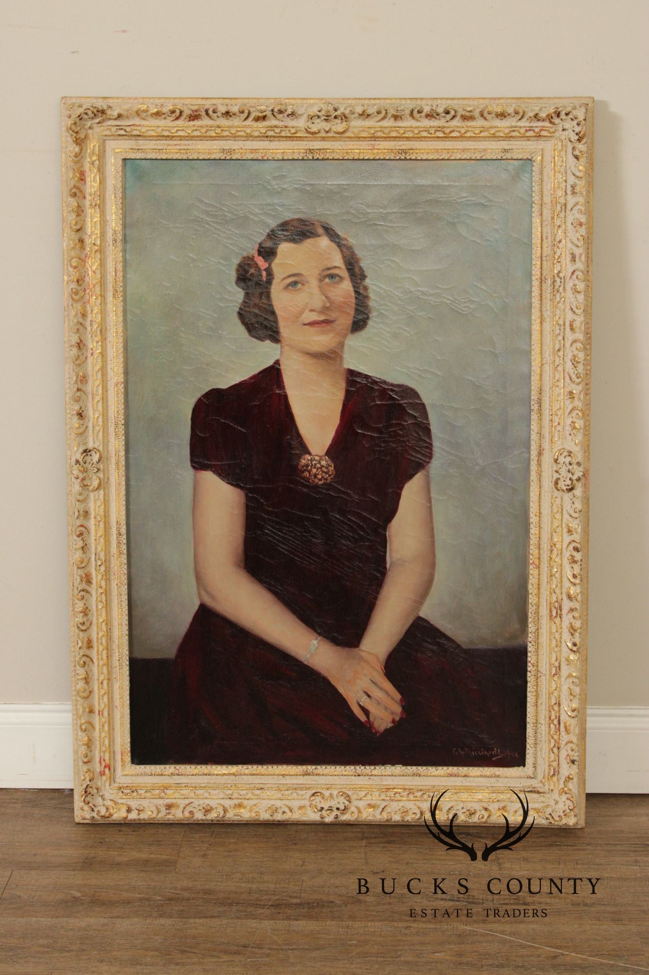 Cesare A. Ricciardi Framed Oil Portrait, Society Woman