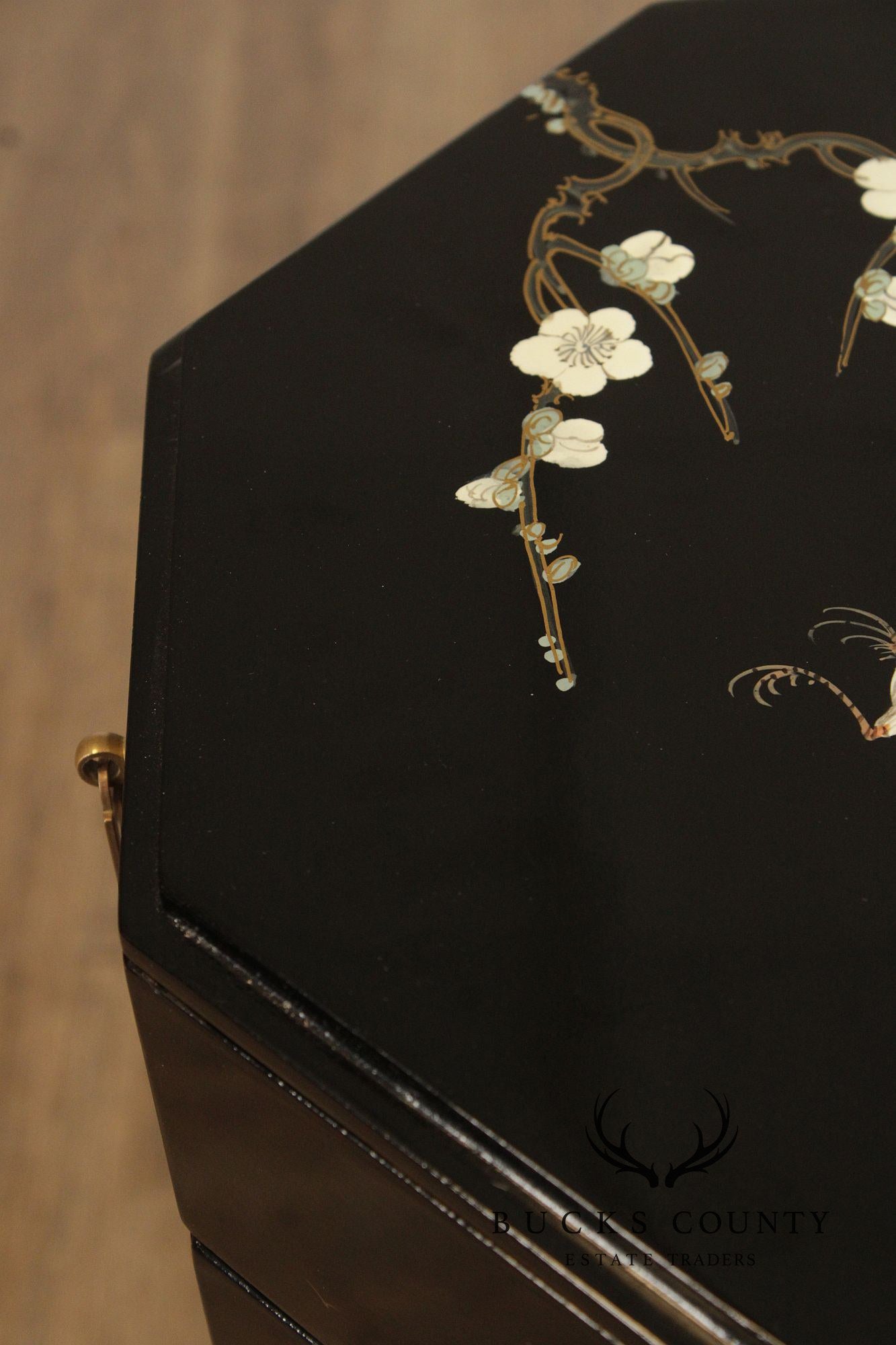 Chinoiserie Decorated Black Lacquer Jewelry Chest