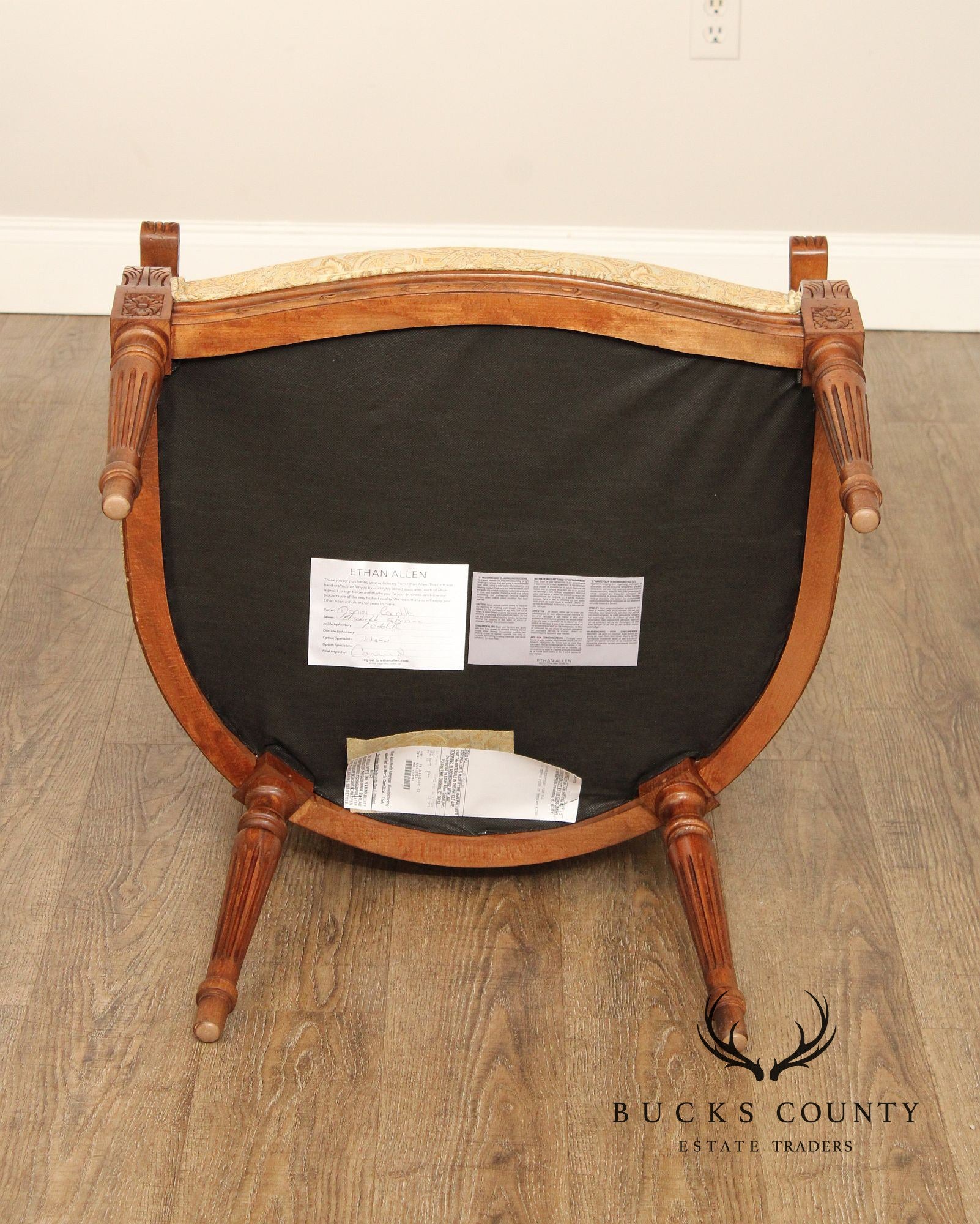 Ethan Allen French Louis XVI Style Pair Of Fauteuil Armchairs