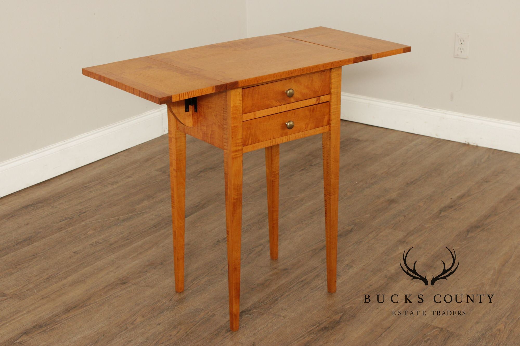 Federal Style Tiger Maple Pembroke Side Table