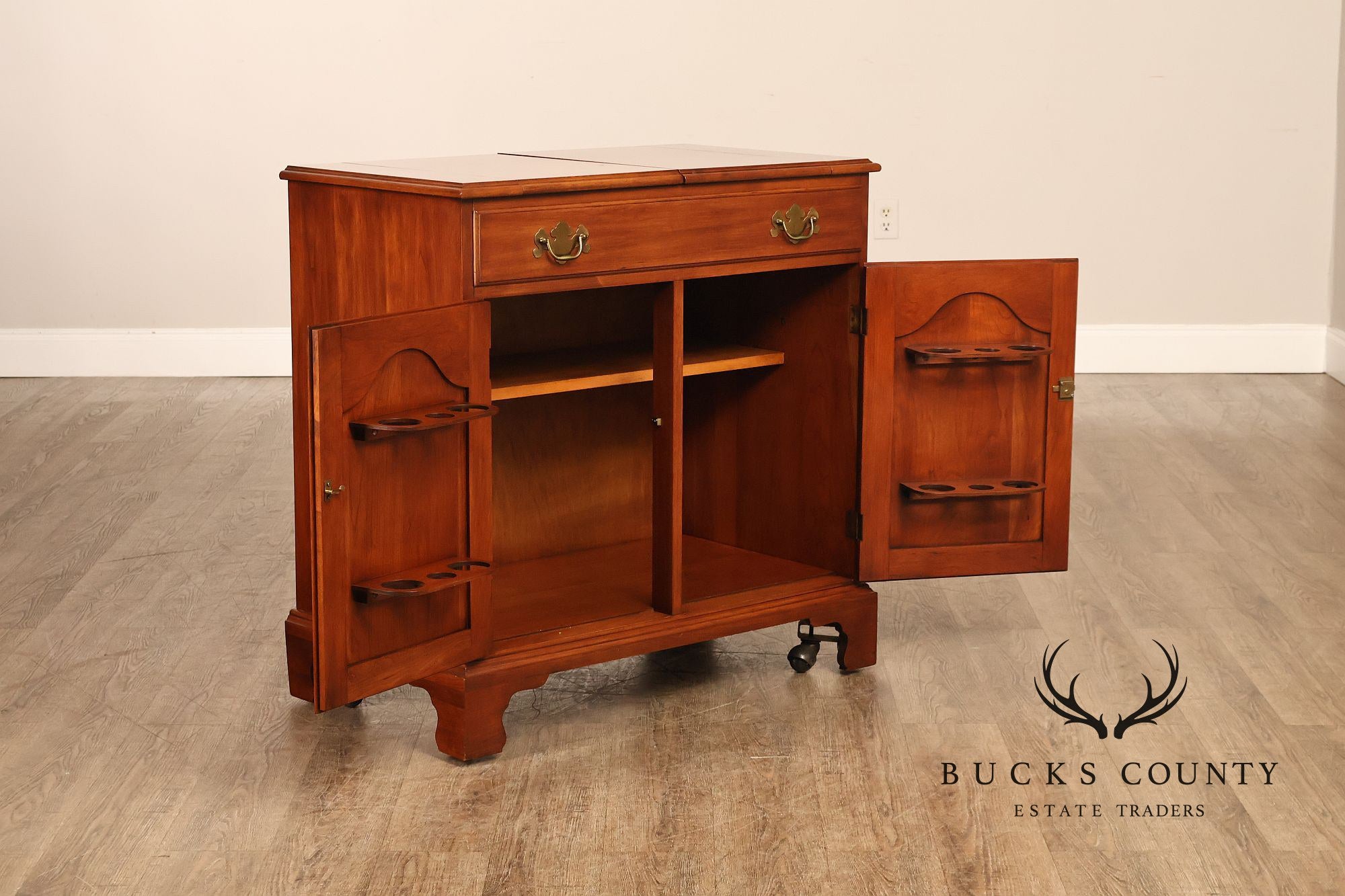 Henkel Harris Georgian Style Cherry Flip Top Server Cabinet
