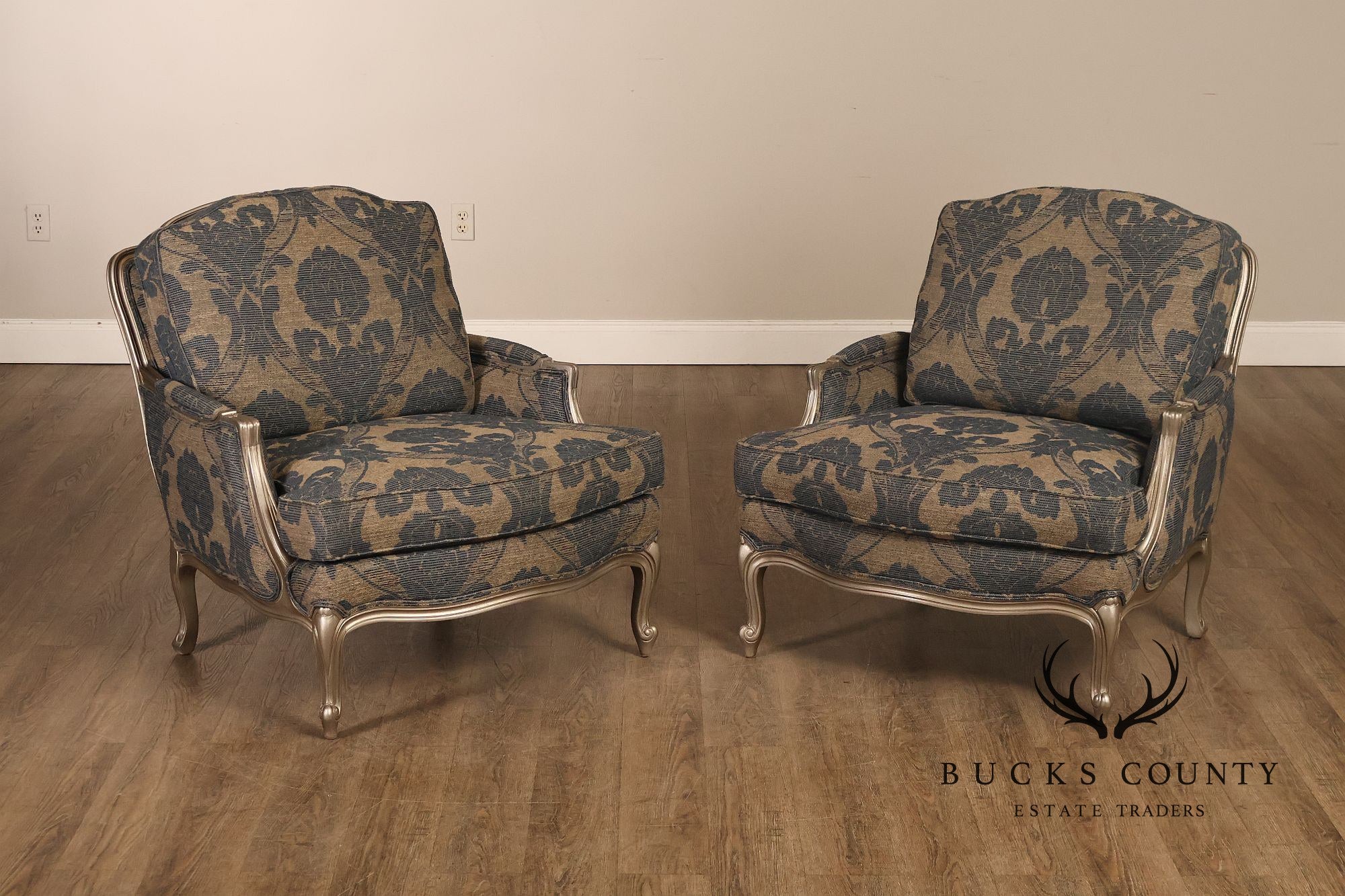 Ethan Allen French Louis XV Style Pair of 'Versailles' Armchairs