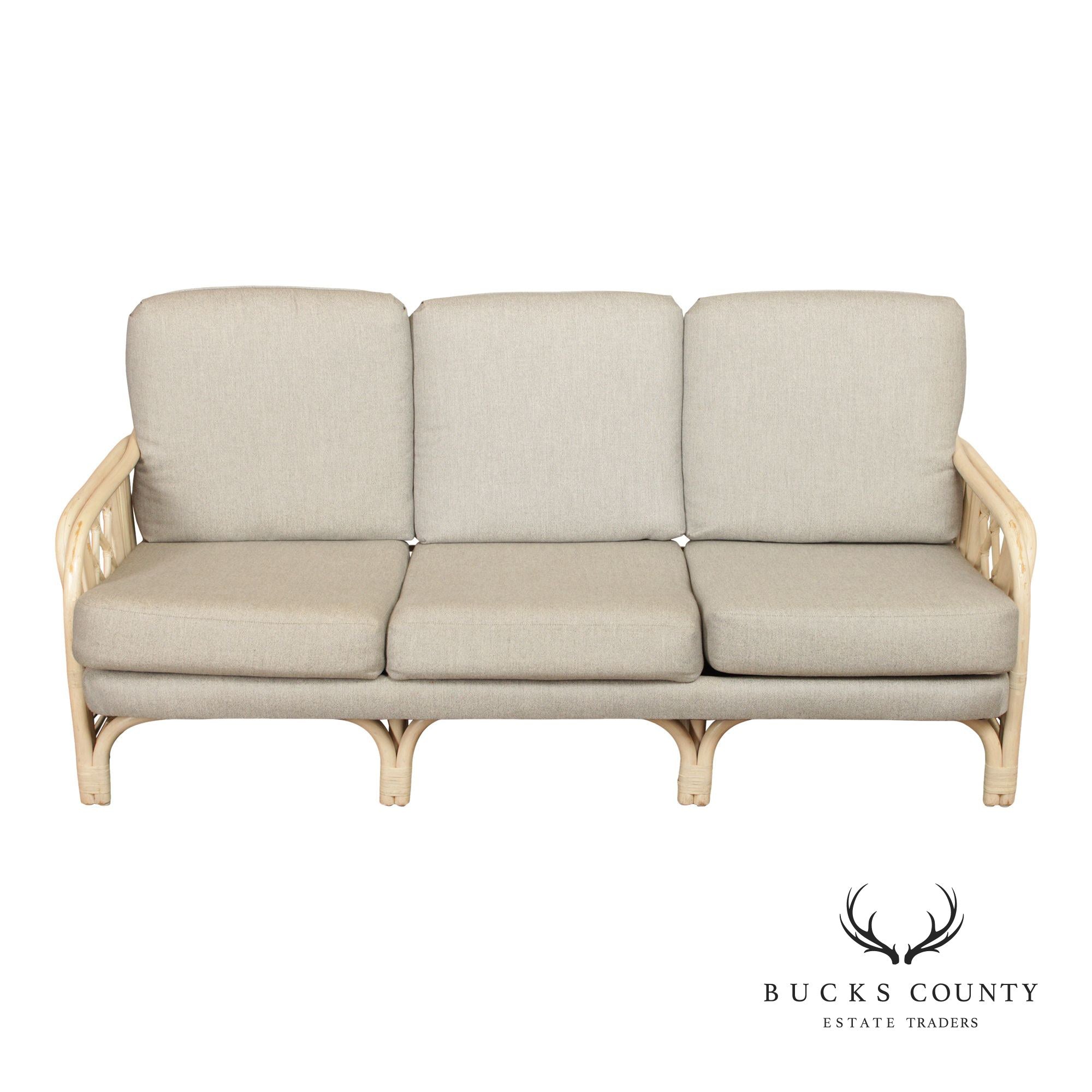 Brighton Pavilion Style Vintage Rattan Three-Seat Sofa