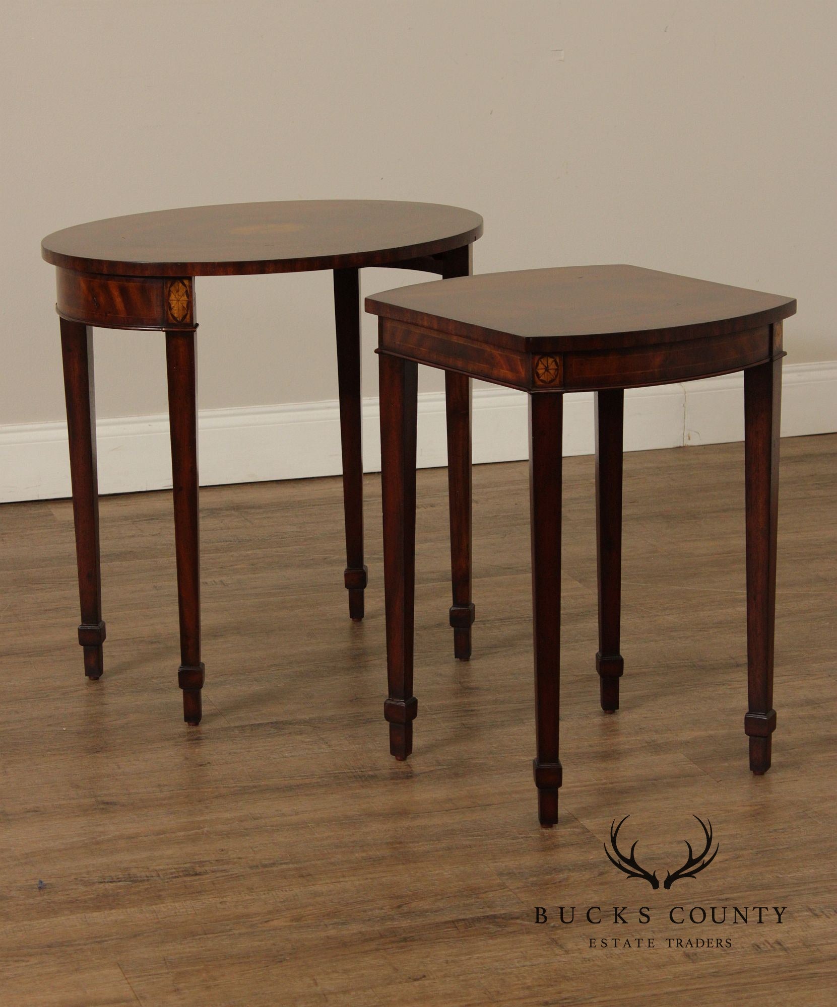 Maitland Smith Federal Style Pair of Mahogany Nesting Tables