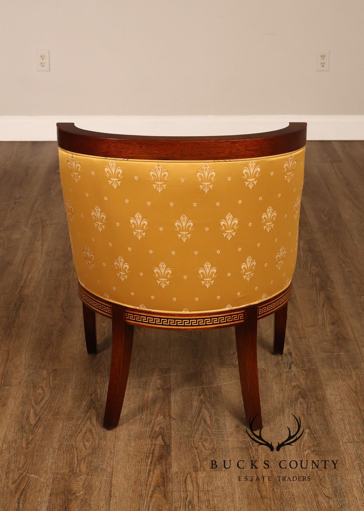 Neoclassical Empire Style Mahogany Barrel Back Armchair