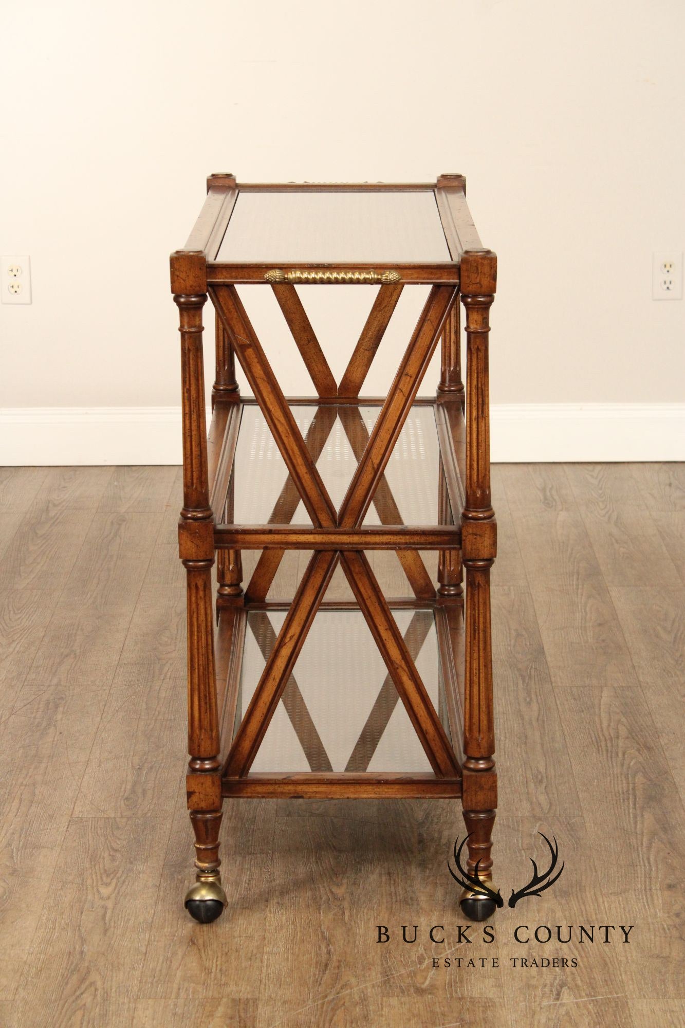 Regency Style Three-Tier Rolling Bar Cart