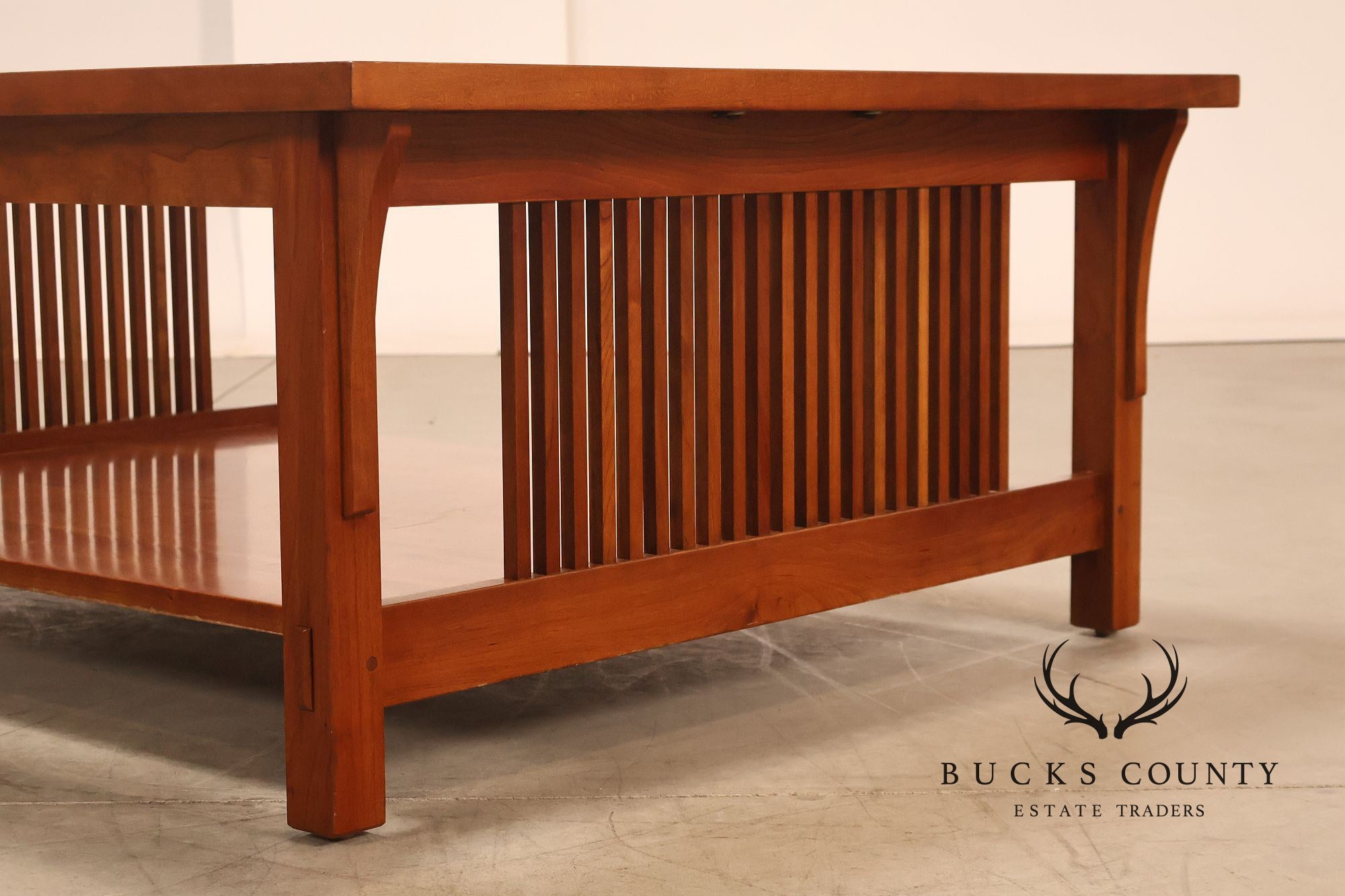 Stickley Mission Collection Glass Top Cherry Cocktail Table