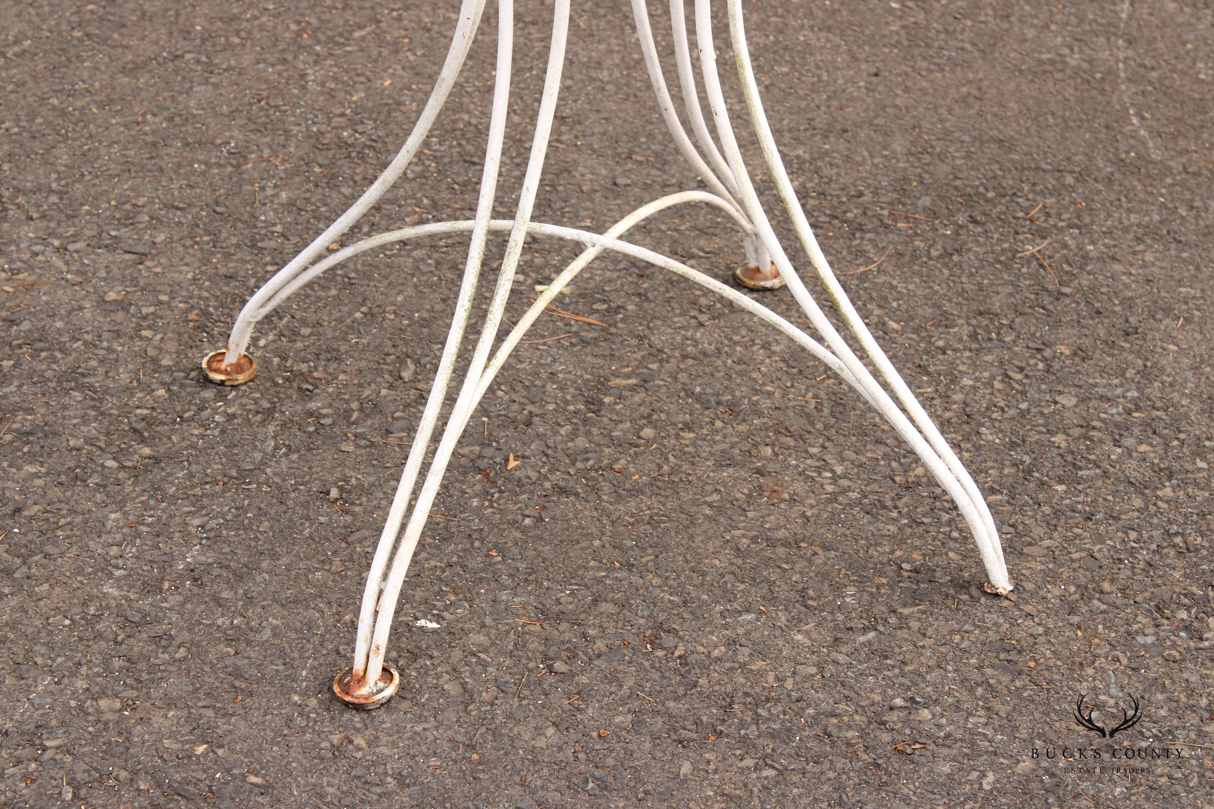 Vintage Wrought Iron Round Outdoor Garden Accent Table