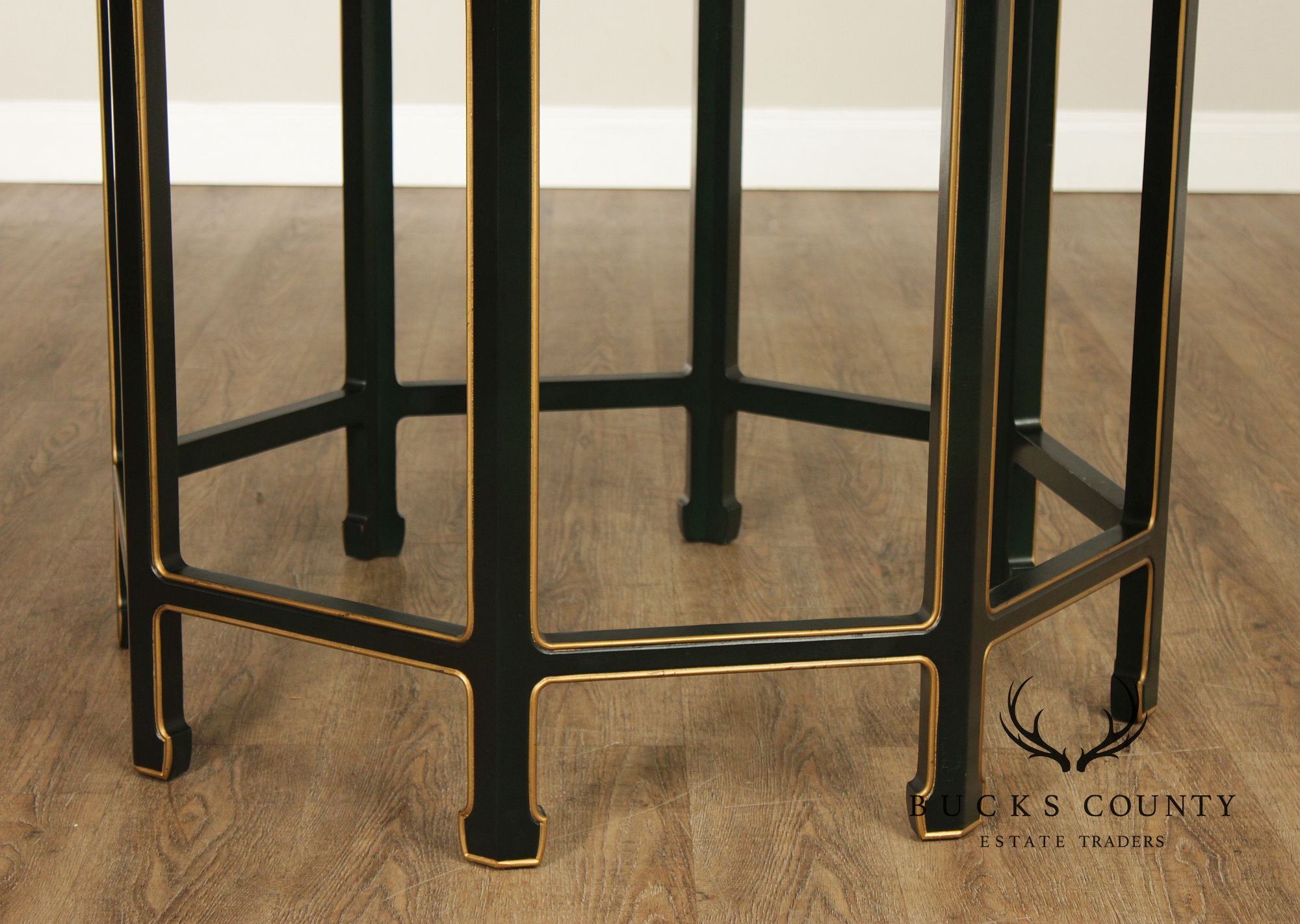 Kindel Chinoiserie Style Glass Top Dining Table