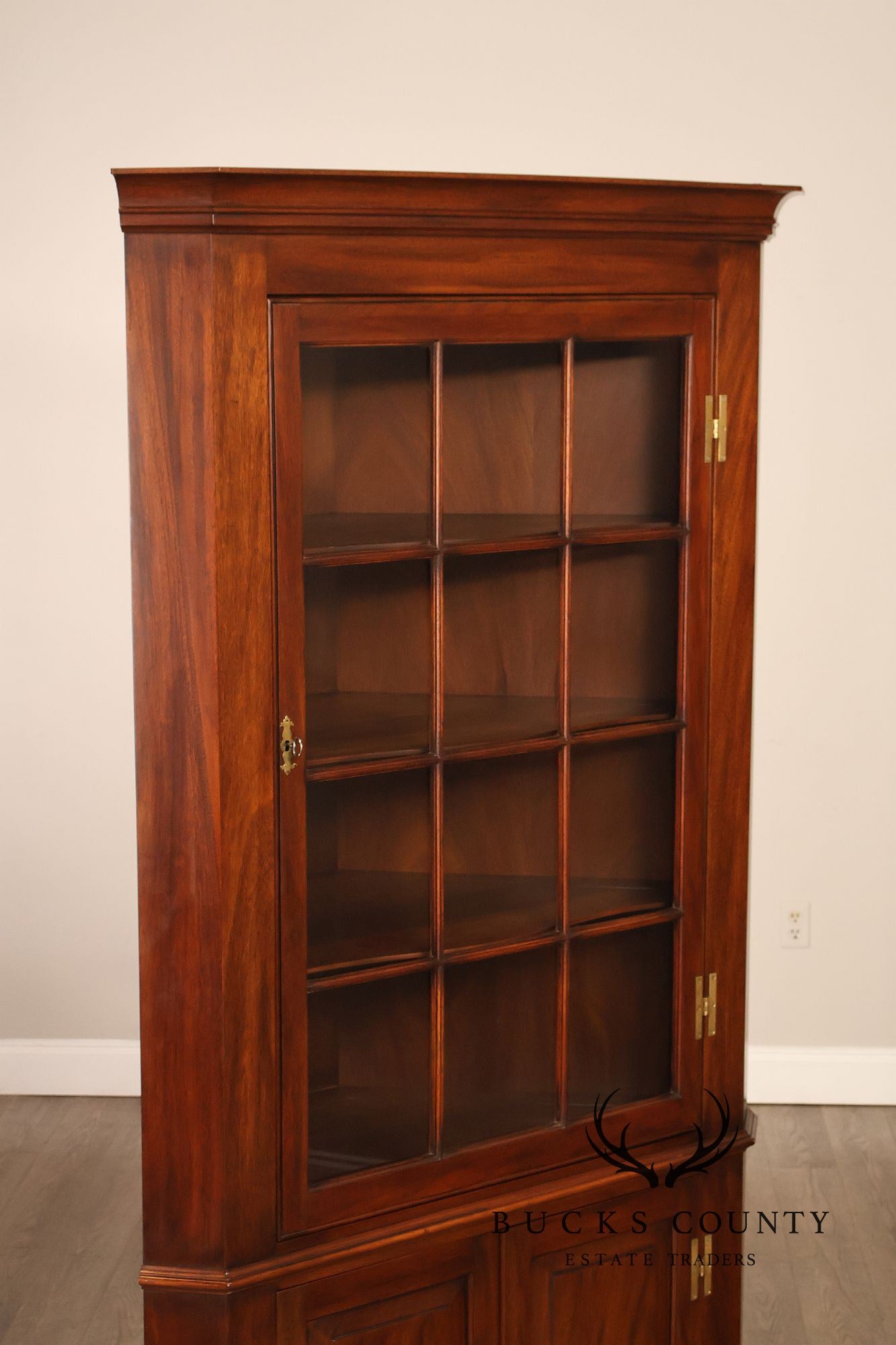 Henkel Harris Solid Mahogany Federal Style Corner Cabinet